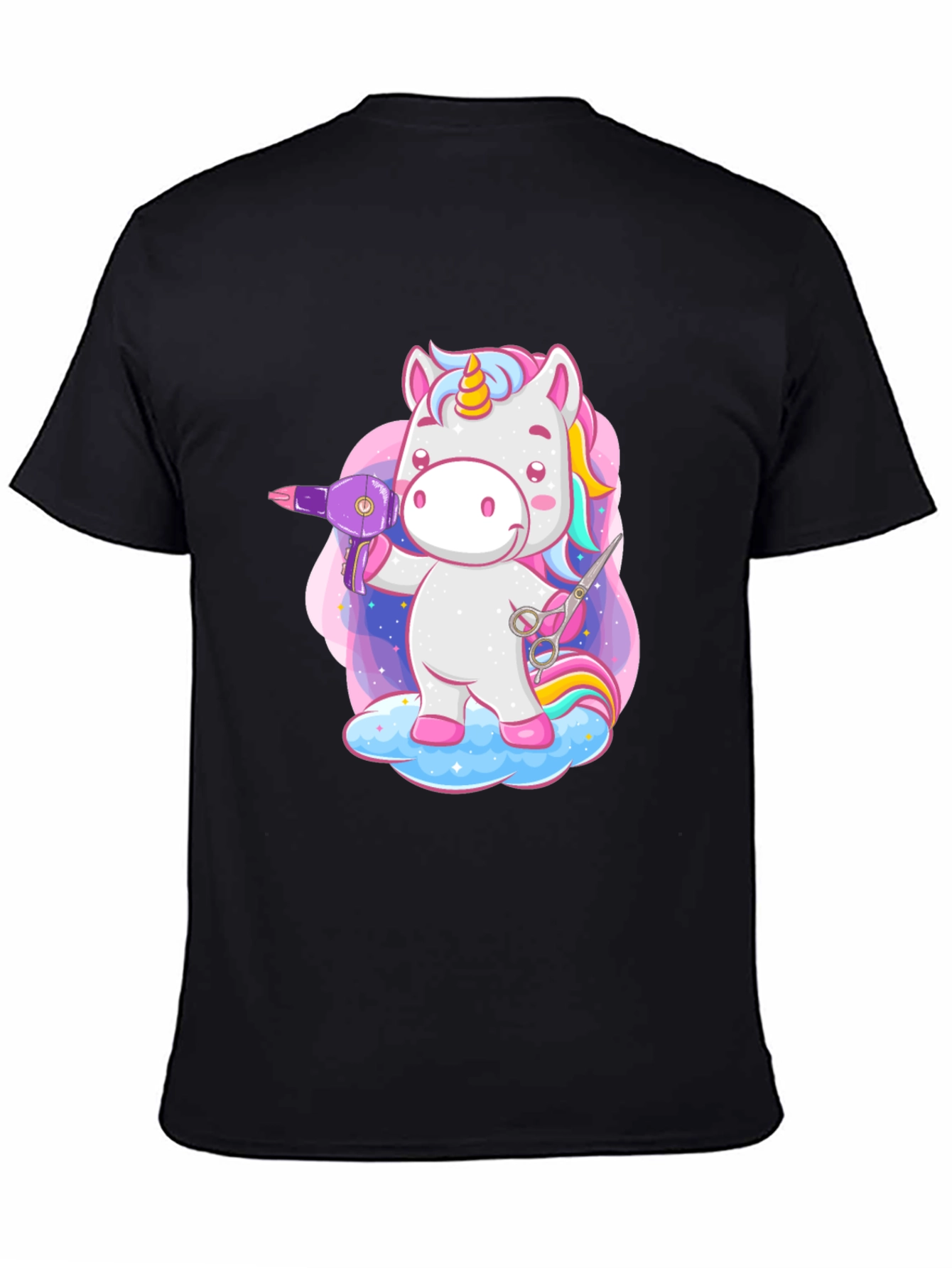 Black Unicorn Hair Stylist Graphic T-Shirt view 4