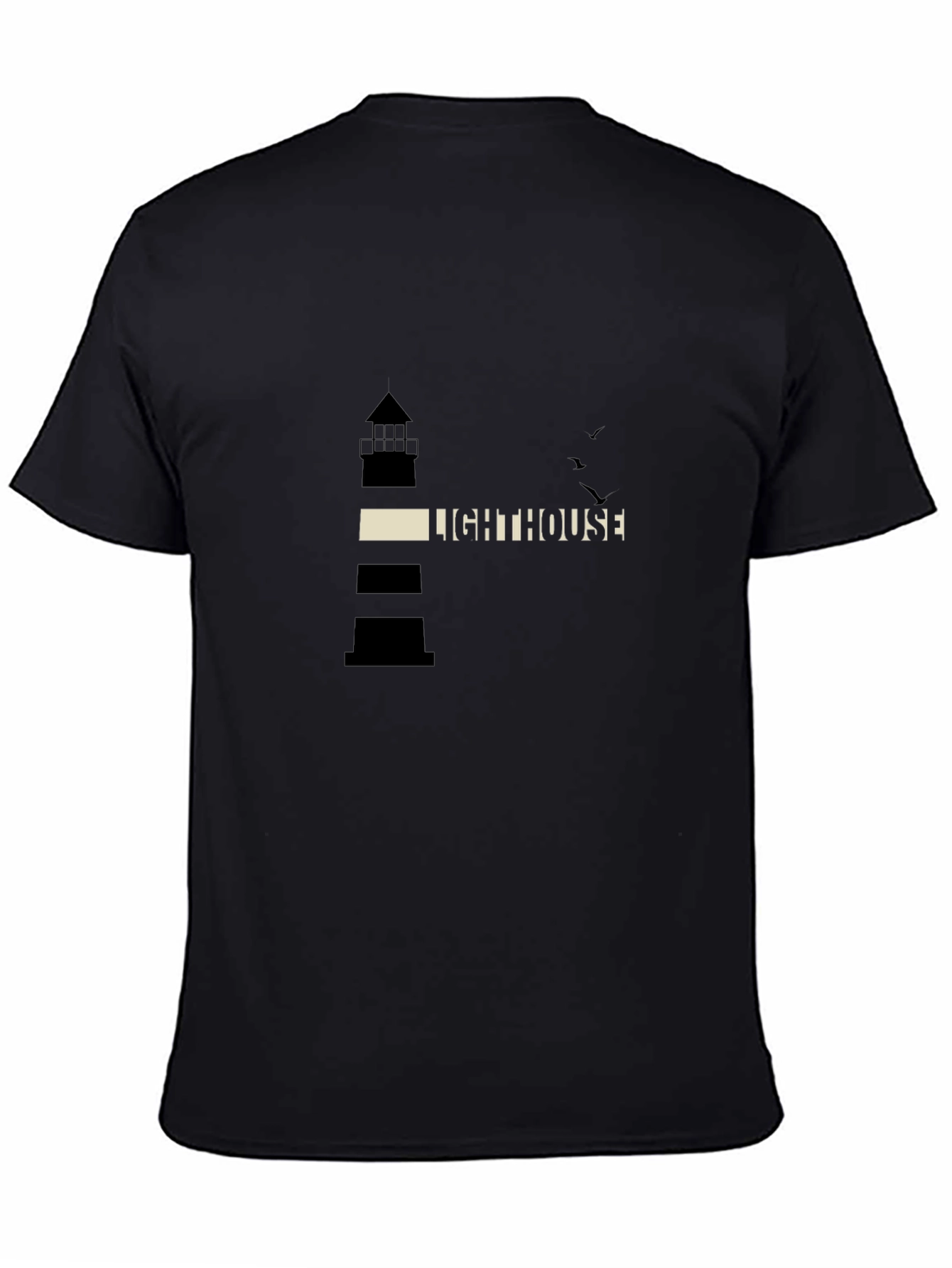 Black Lighthouse Graphic Print Black T-Shirt view 4
