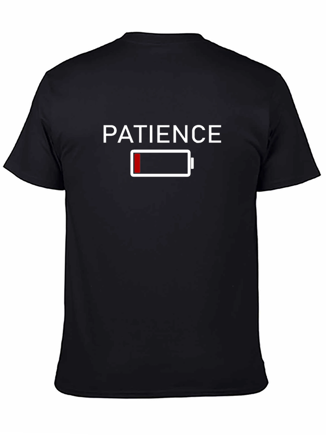 Black Patience Low Battery Black T-Shirt view 4
