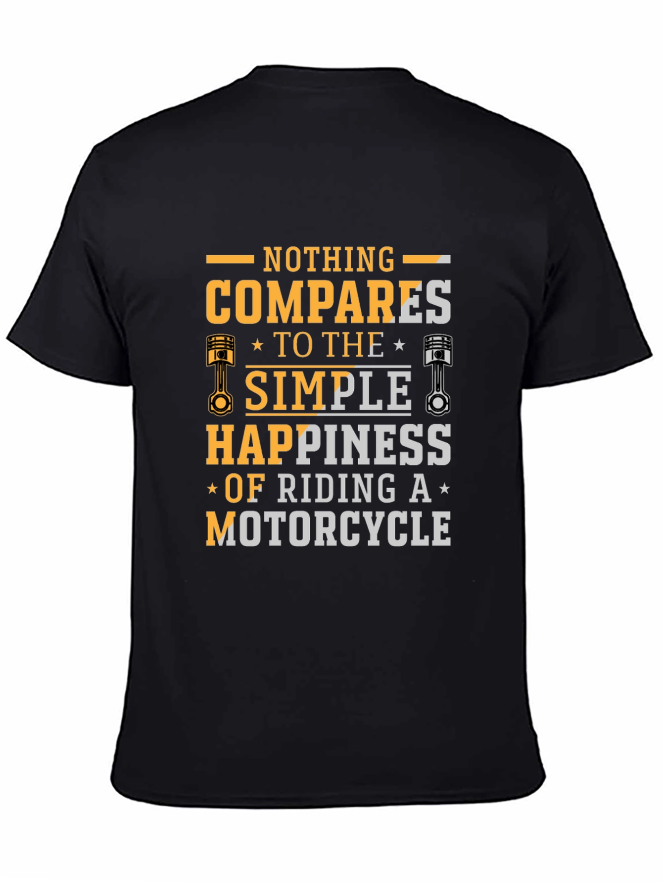 Black Motorcycle Riding Happiness Black T-Shirt view 4