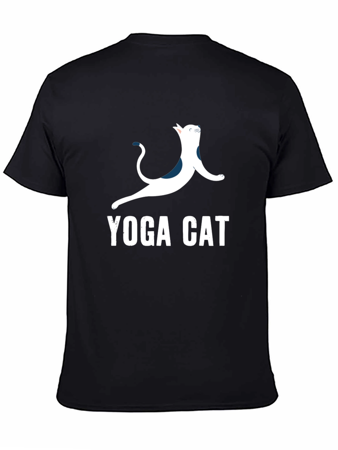Black Yoga Cat T-Shirt - Cool Graphic Tee view 4