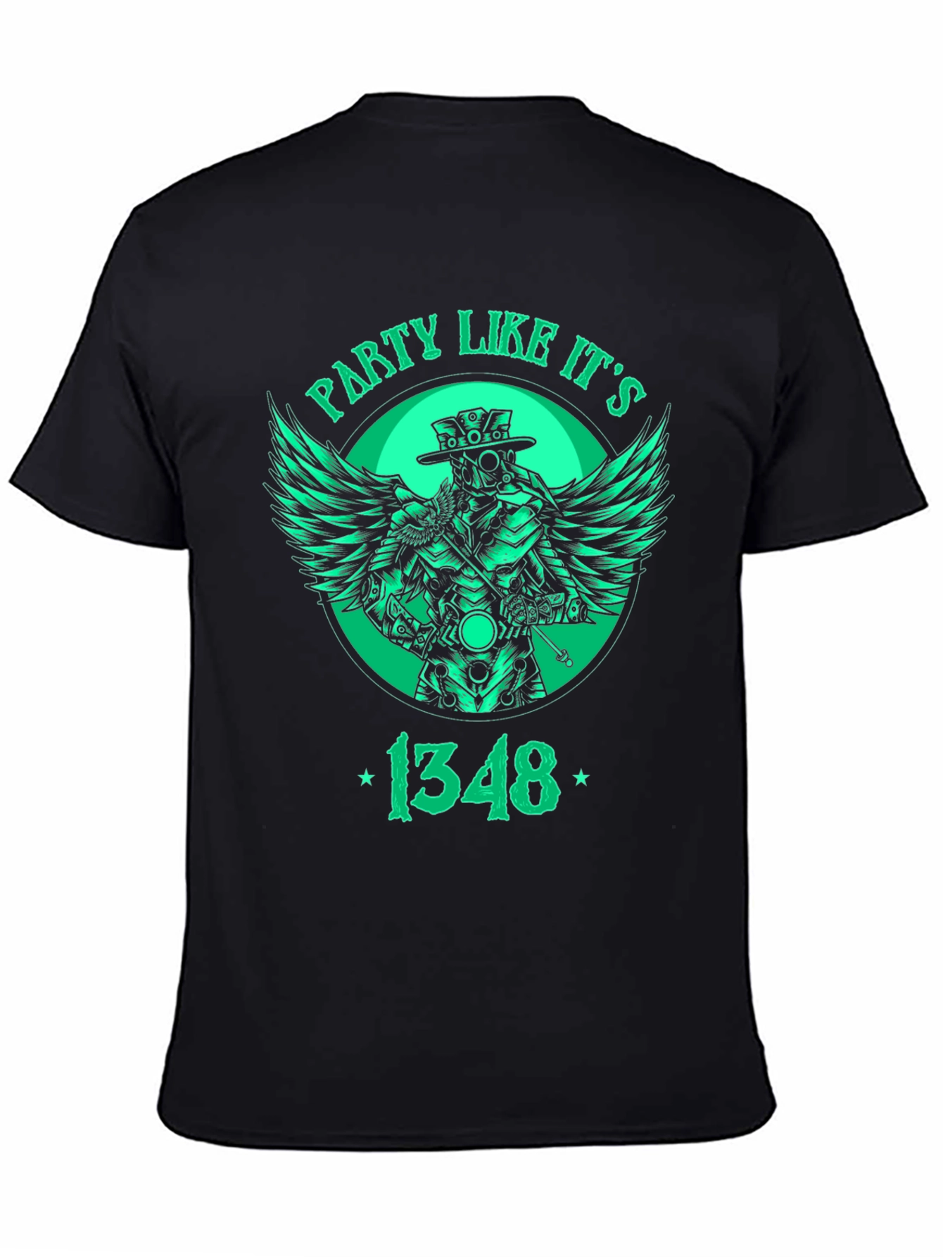 Black Party Like It's 1348 Plague Doctor T-Shirt view 4