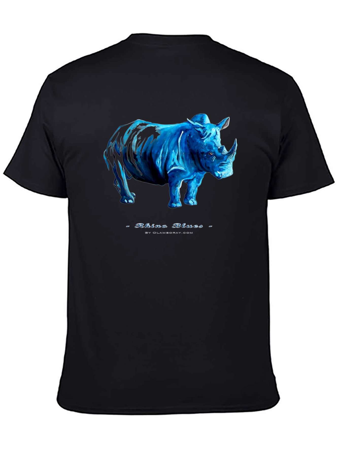 Black Rhino Blues Black T-Shirt - Unique Graphic Tee view 4
