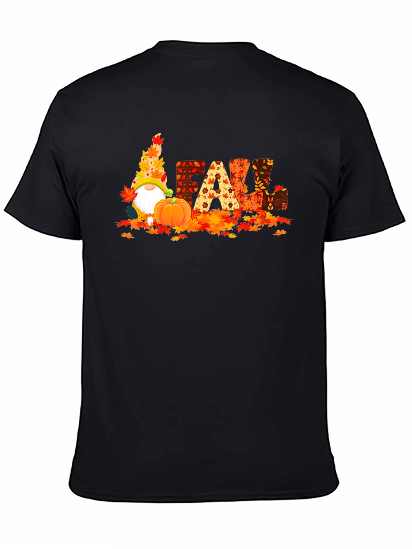 Black Fall Gnomes Graphic Tee - Autumn Harvest Shirt view 4