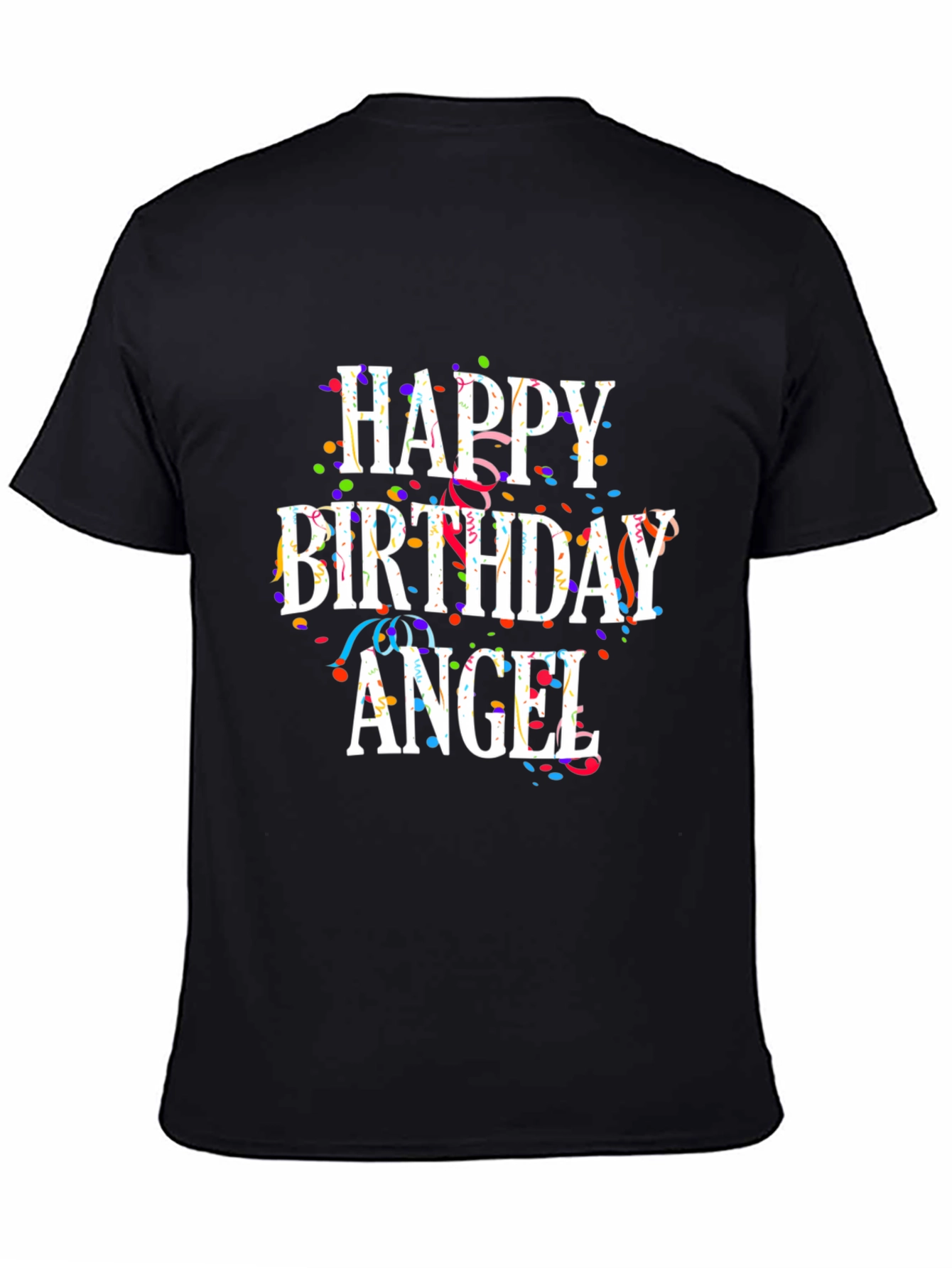 Black Happy Birthday Angel T-Shirt view 4