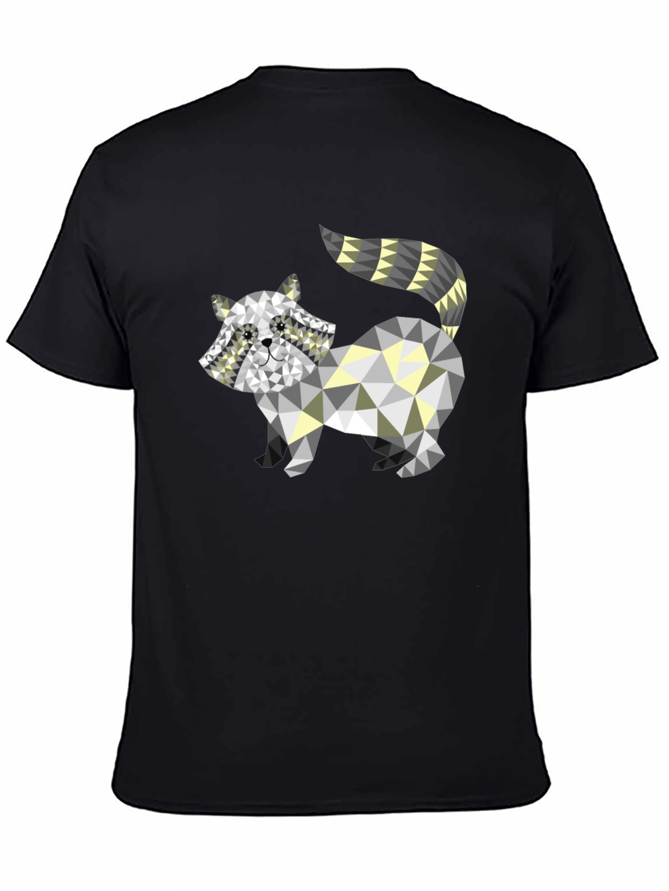 Black Geometric Raccoon Graphic Tee - Modern Style view 4