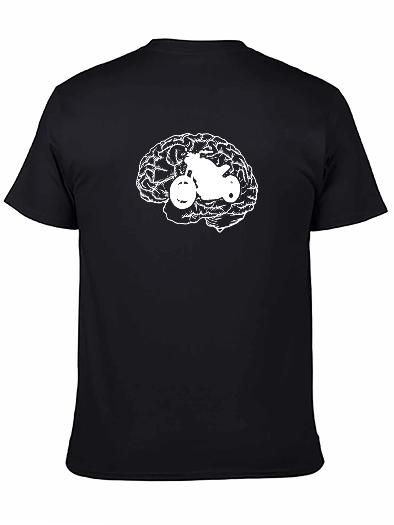 Black Motorcycle Brain T-Shirt - Black Crew Neck view 4