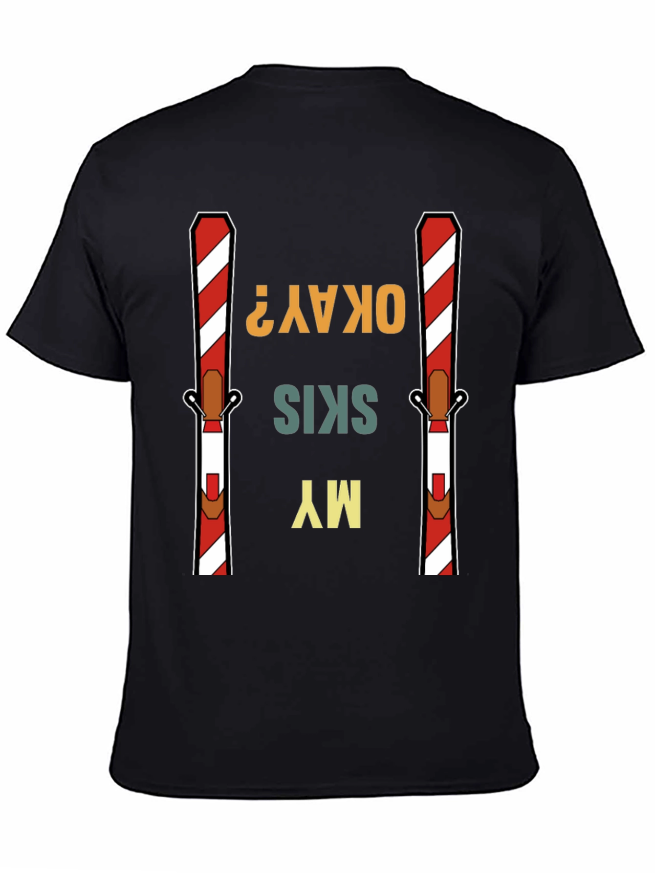 Black My Skis Okay? Graphic Tee view 4