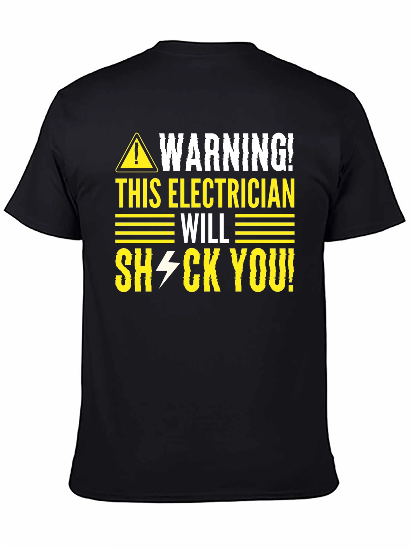 Black Warning Electrician Shock T-Shirt view 4