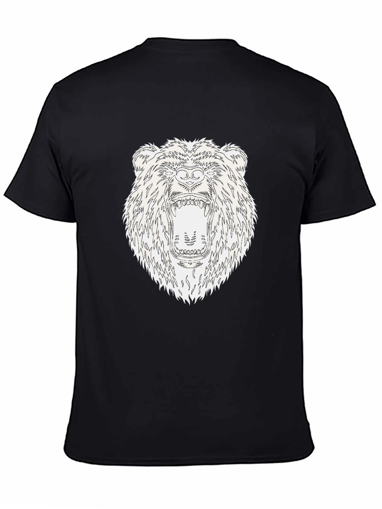 Black Roaring Bear Graphic Black T-Shirt view 4