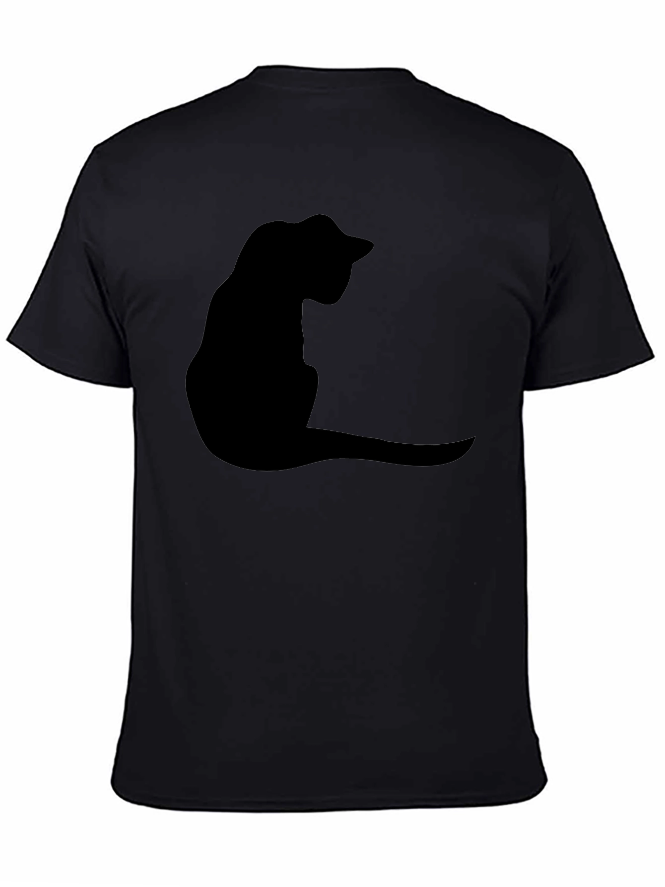 Black Black Cat Silhouette T-Shirt - Casual Graphic Tee view 4