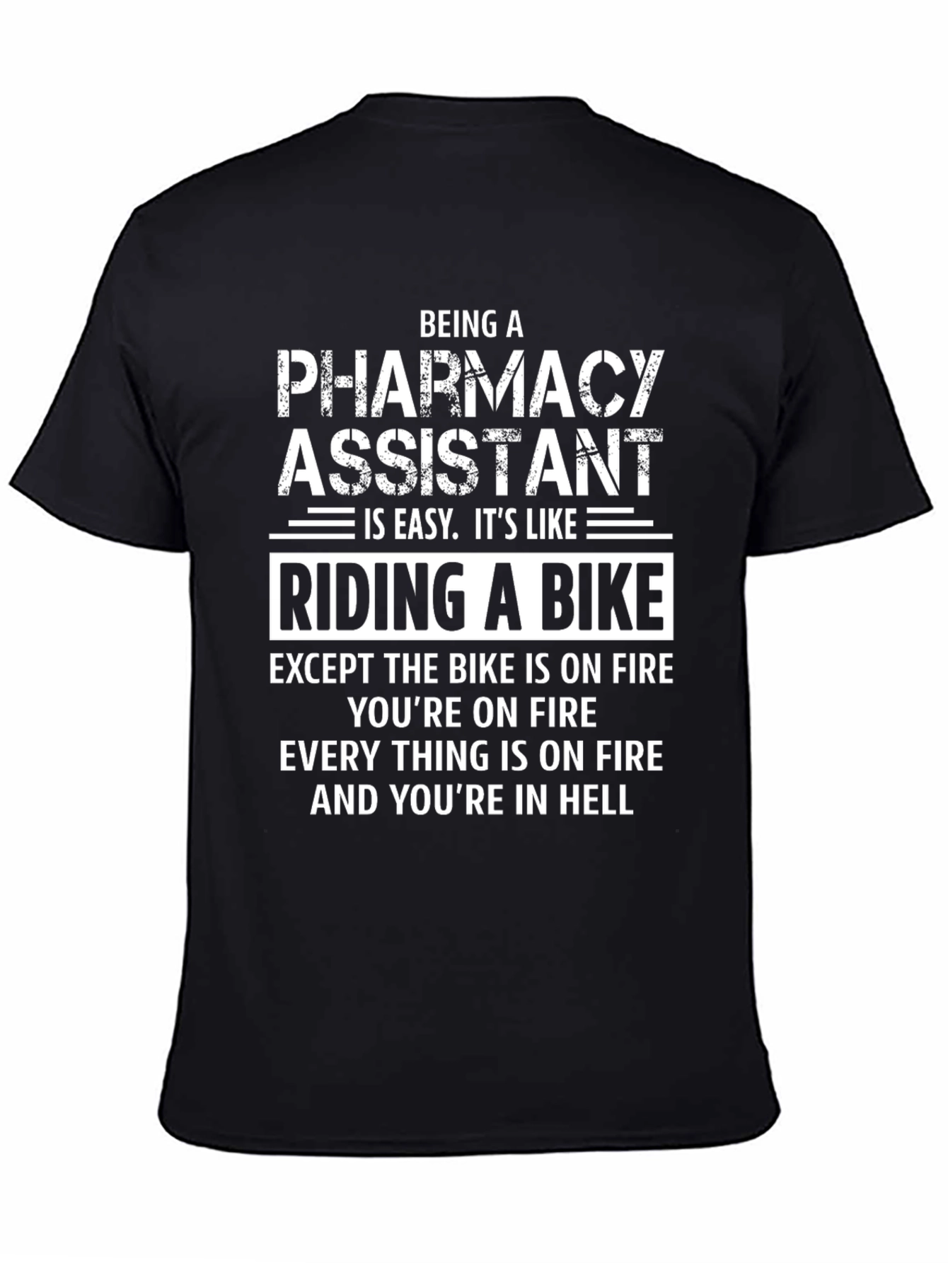 Black Pharmacy Assistant Riding a Bike T-Shirt view 4
