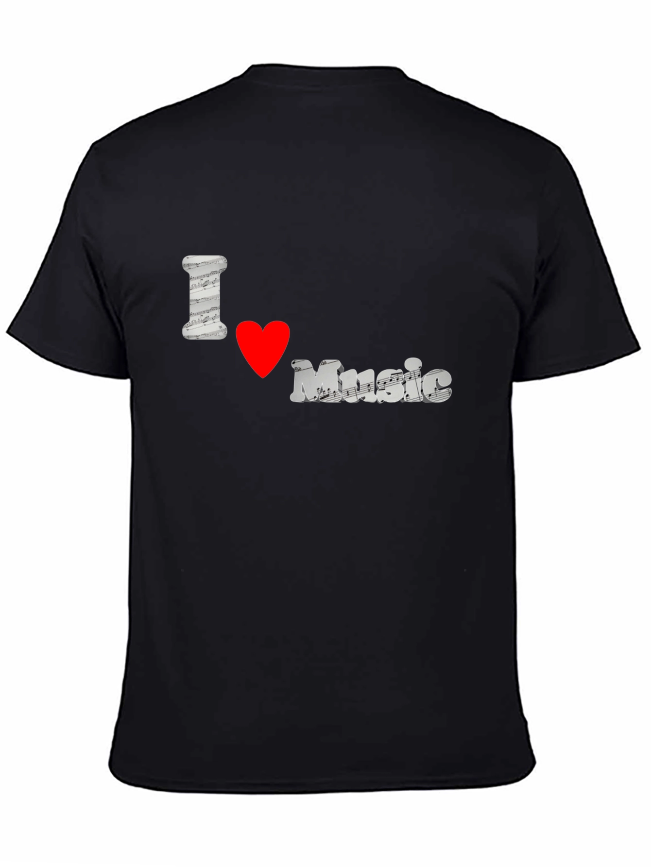 Black I Love Music Black T-Shirt view 4