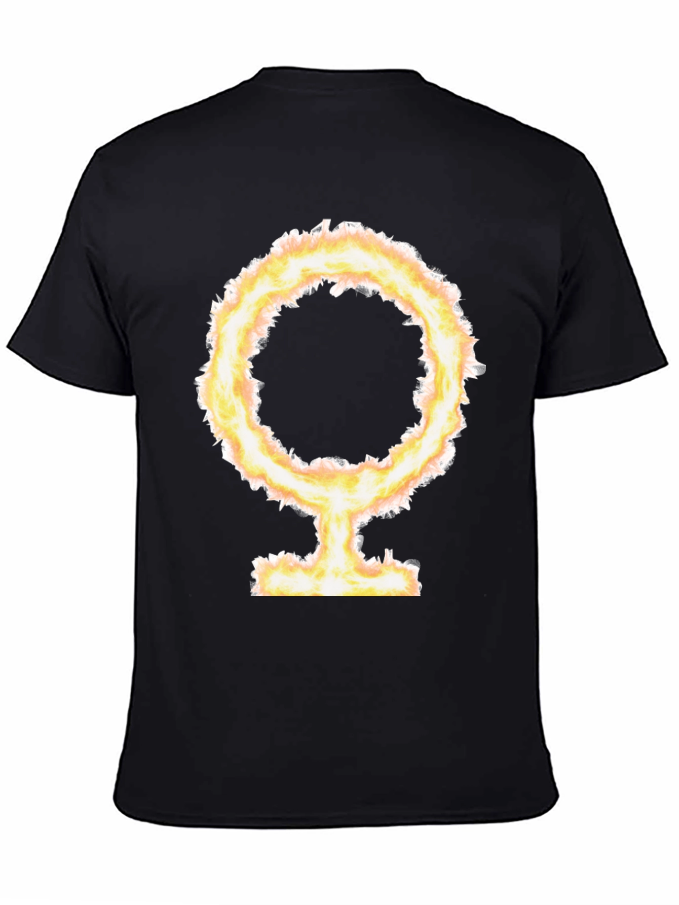 Black Fiery Female Symbol Black T-Shirt view 4