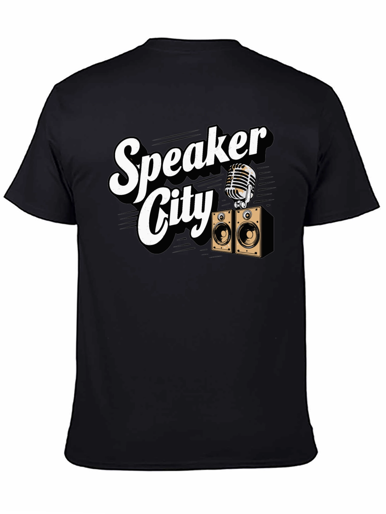 Black Speaker City Graphic T-Shirt - Retro Music Tee view 4
