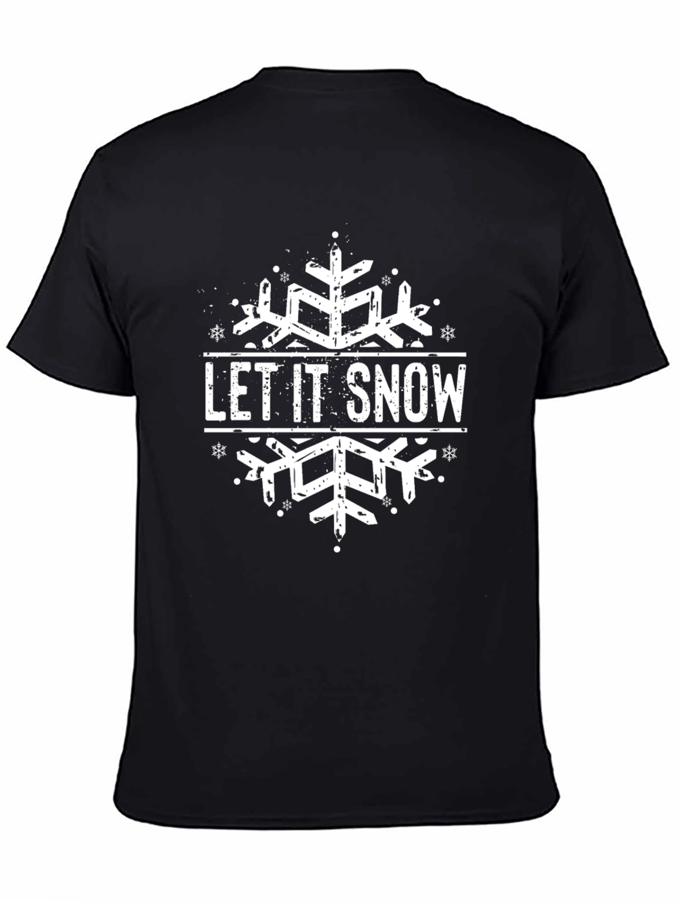 Black Let It Snow Snowflake Graphic Tee - Holiday T-Shirt view 4