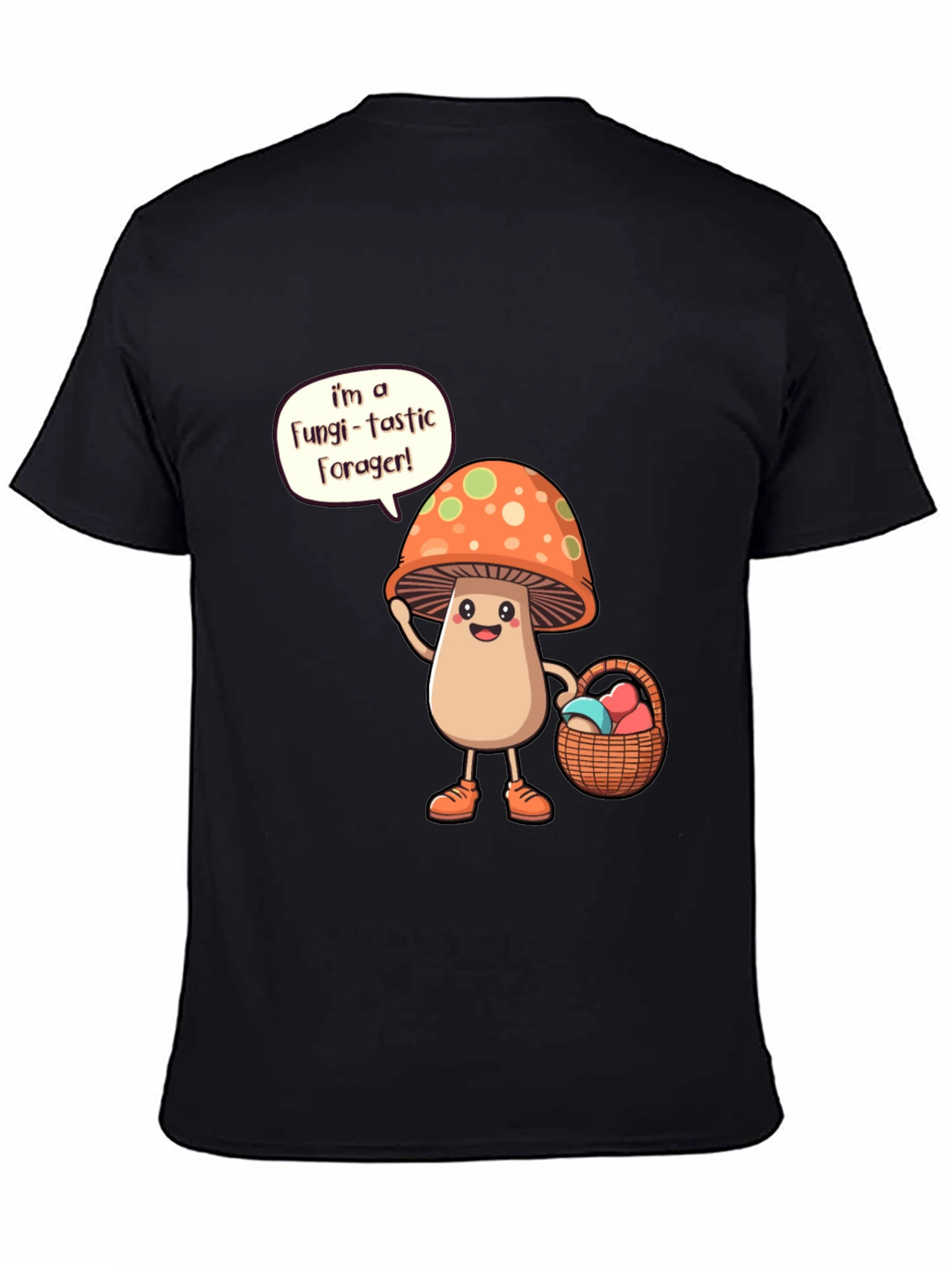 Black Fungi-tastic Forager T-Shirt - Mushroom Lover Gift view 4