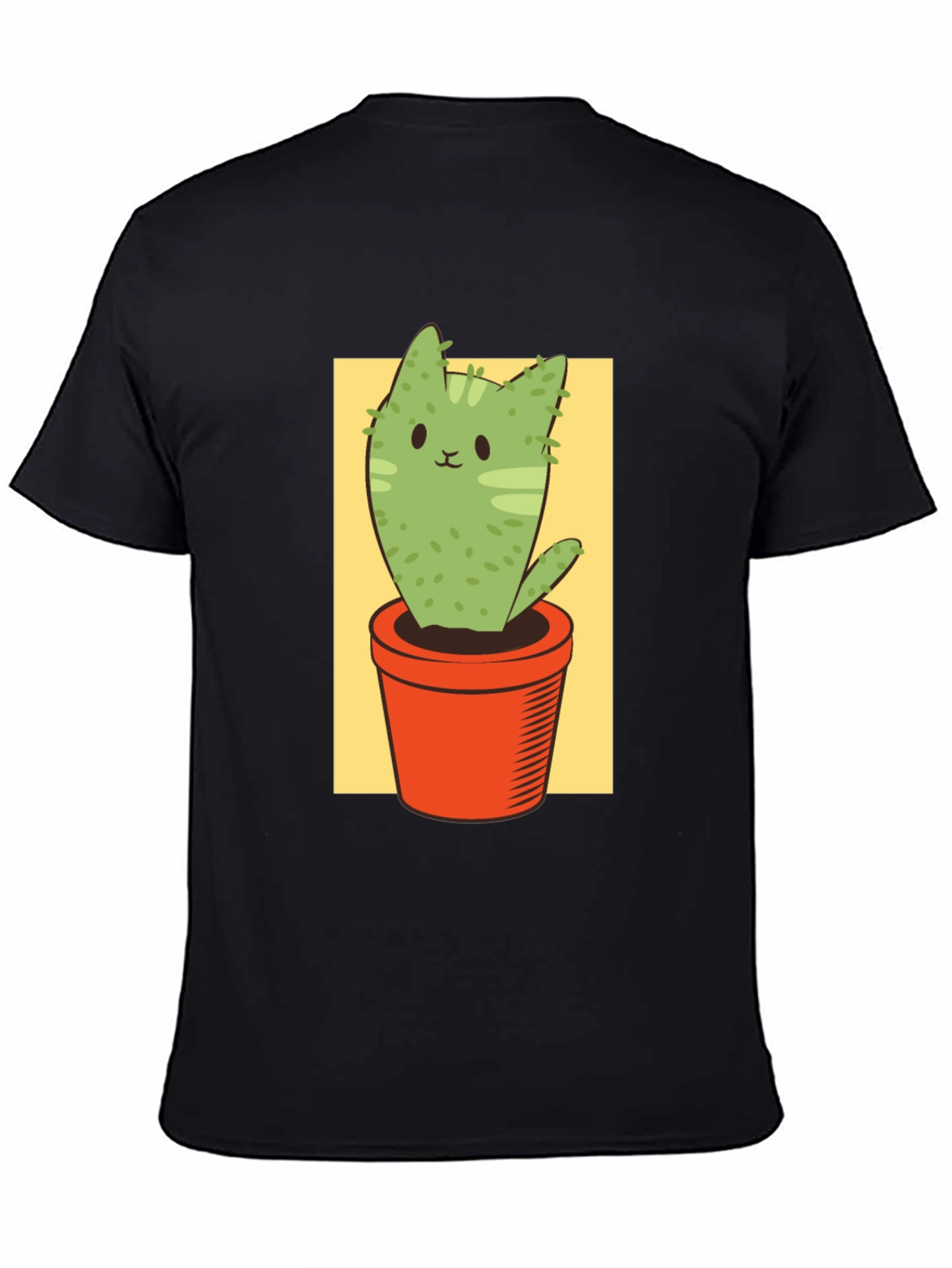 Black Cat Cactus Graphic Tee - Unisex Black T-Shirt view 4