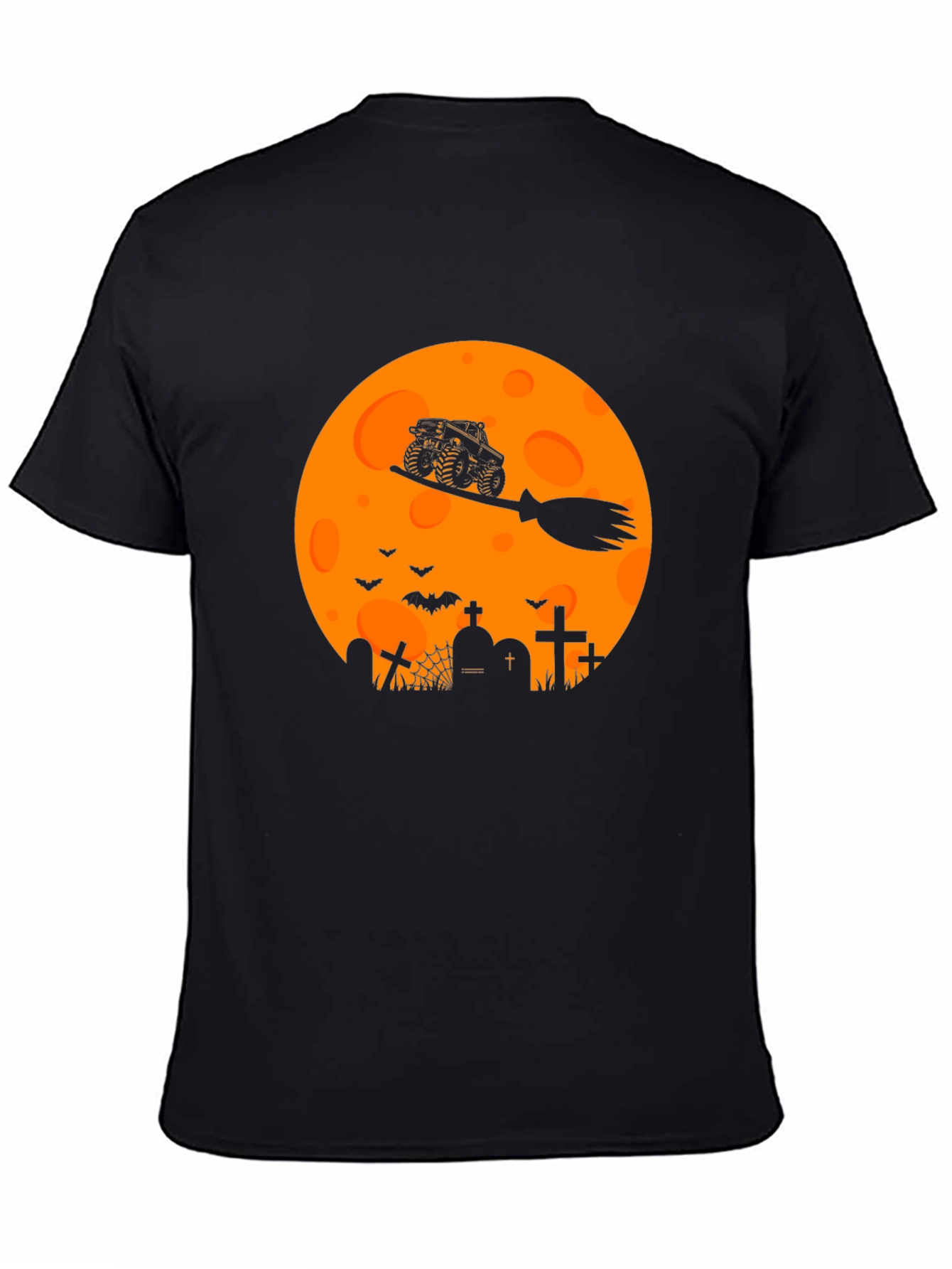 Black Halloween Monster Truck T-Shirt view 4