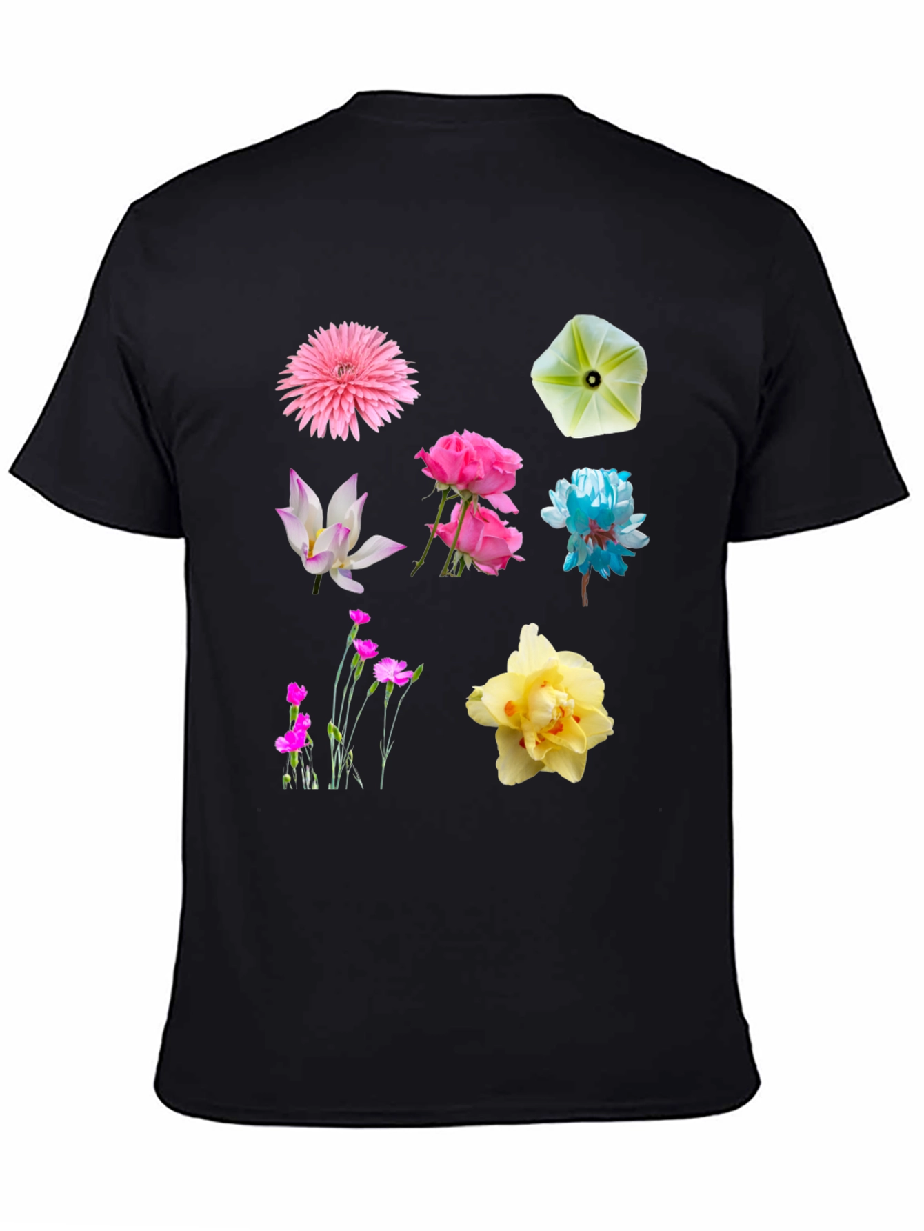 Black Floral Print Crew Neck T-Shirt view 4