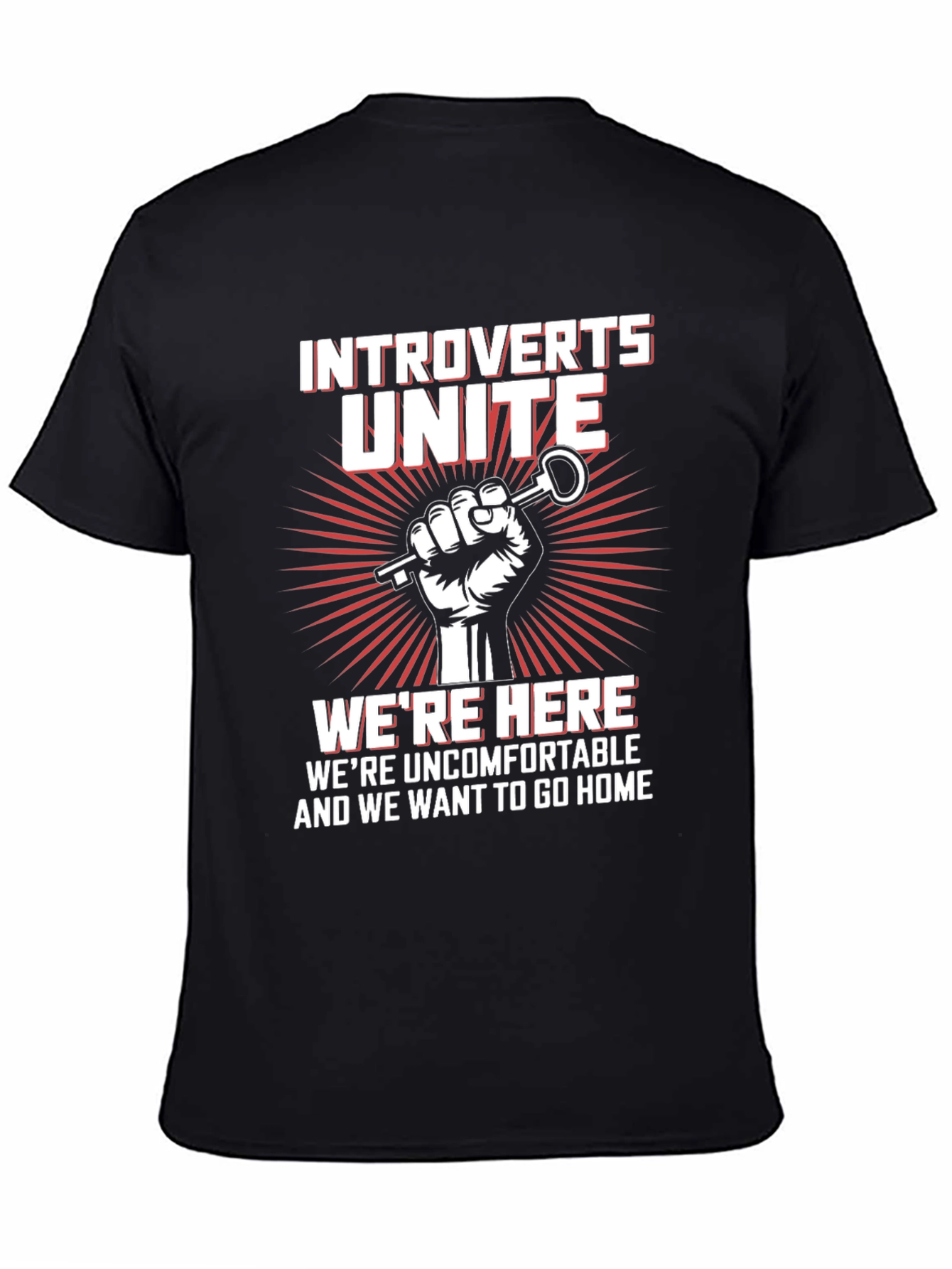 Black Introverts Unite Graphic T-Shirt -  Comfortable Cotton Tee view 4