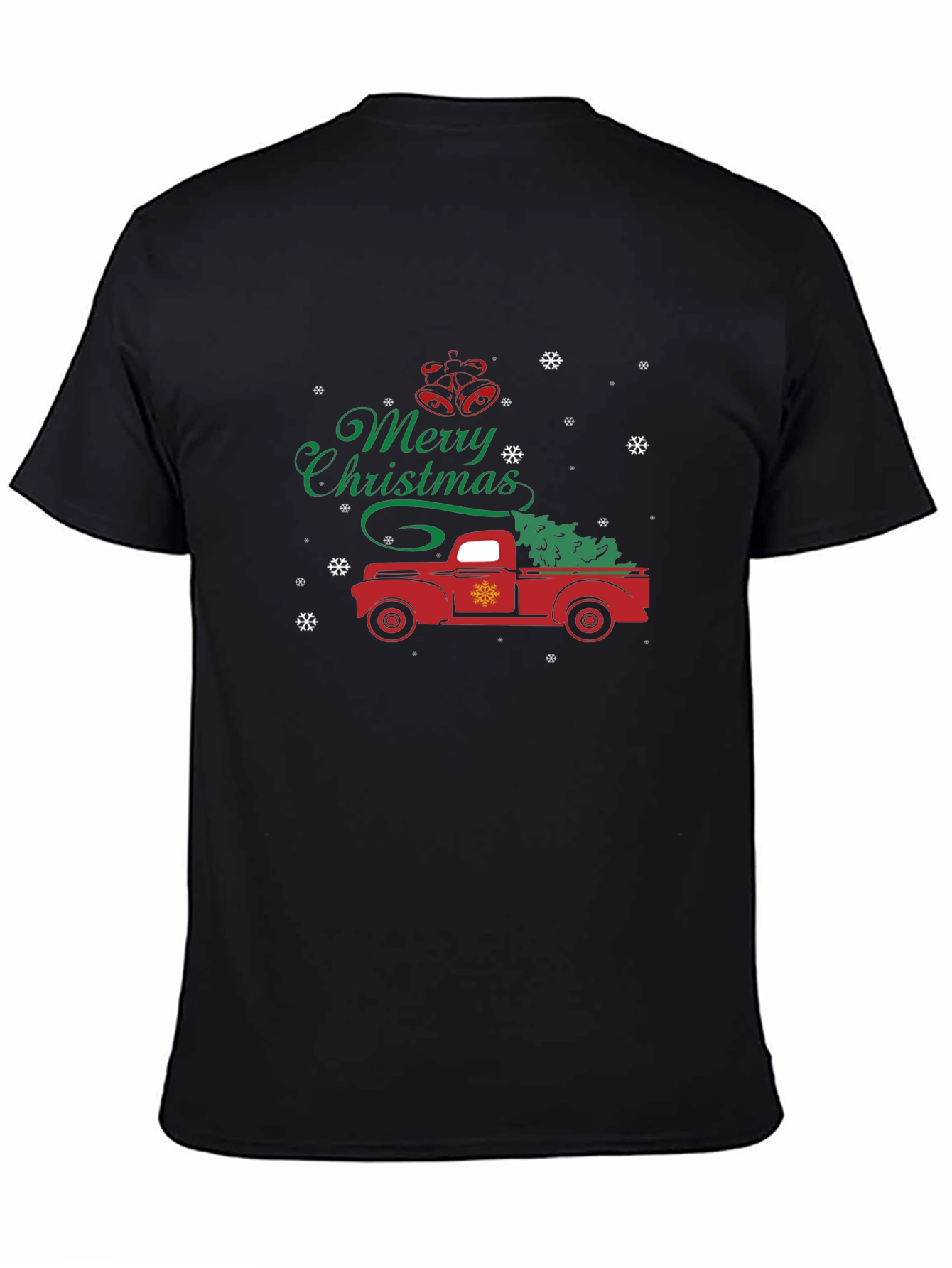 Black Merry Christmas Truck Graphic Tee view 4