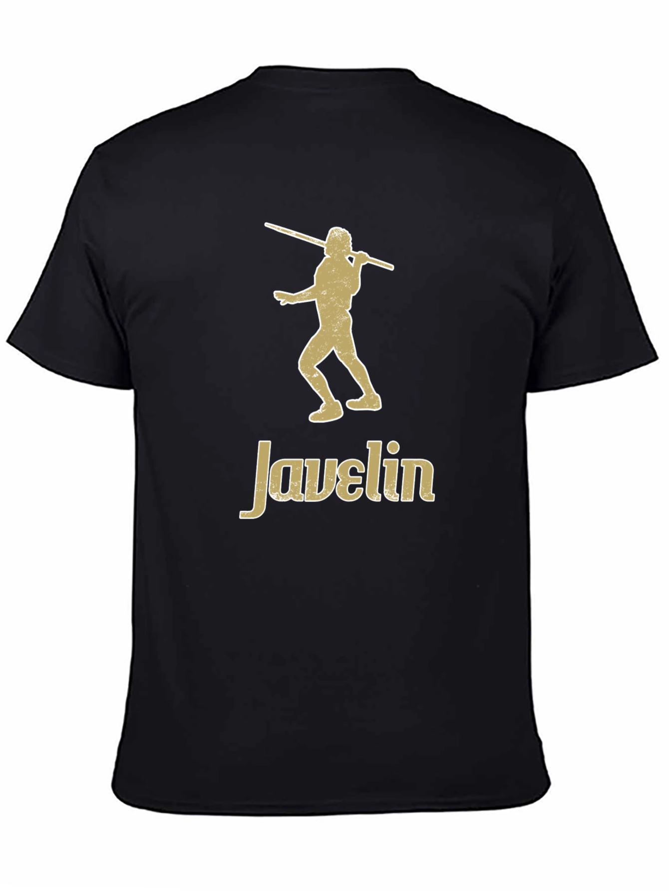 Black Javelin Thrower Graphic Tee - Black Cotton T-Shirt view 4