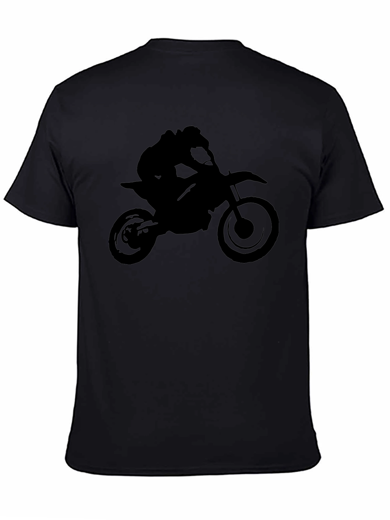 Black Motorcycle Rider Graphic Tee - Black Cotton Blend view 4