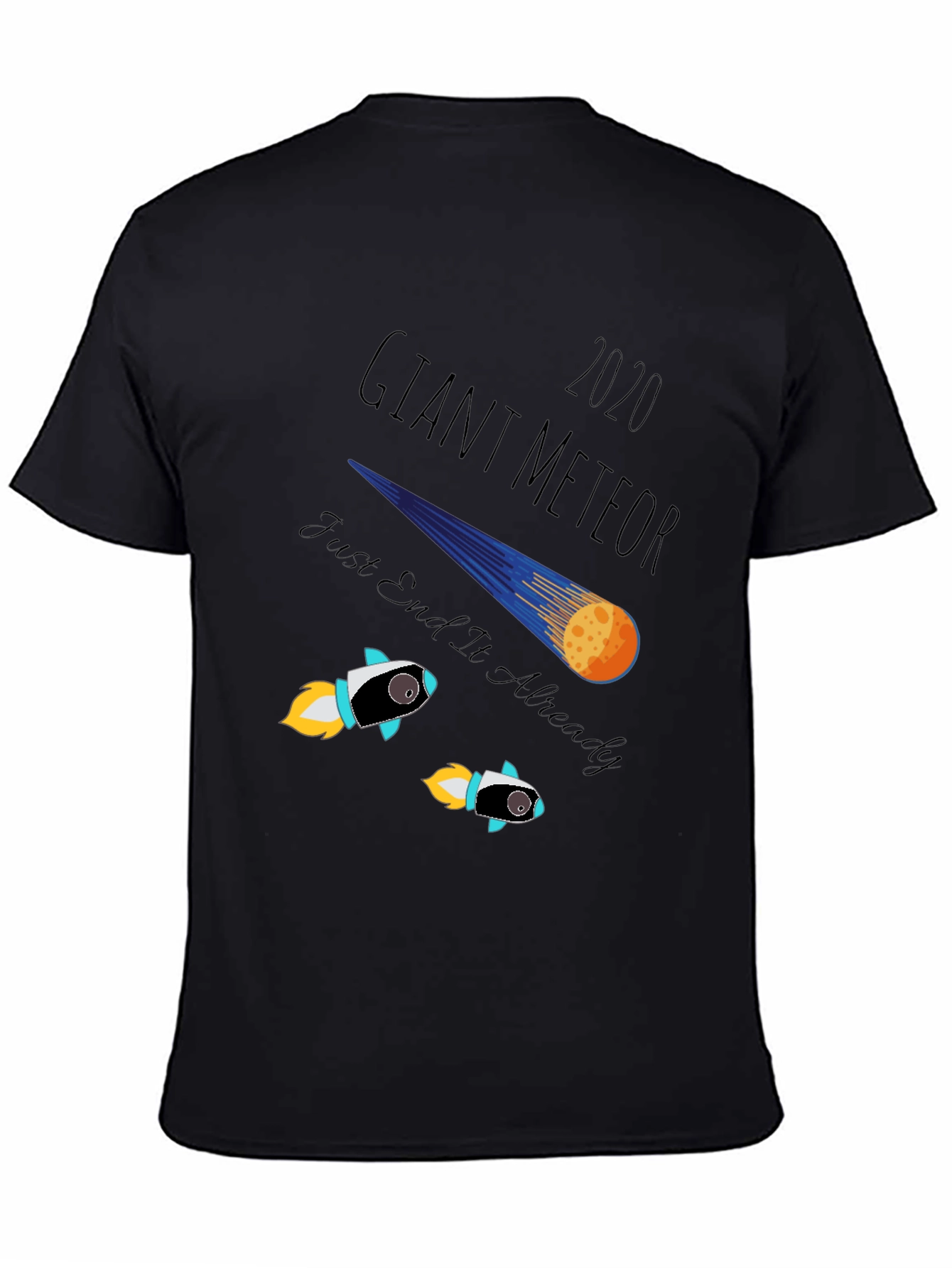 Black Giant Meteor 2020 T-Shirt: Humorous End of Times Tee view 4
