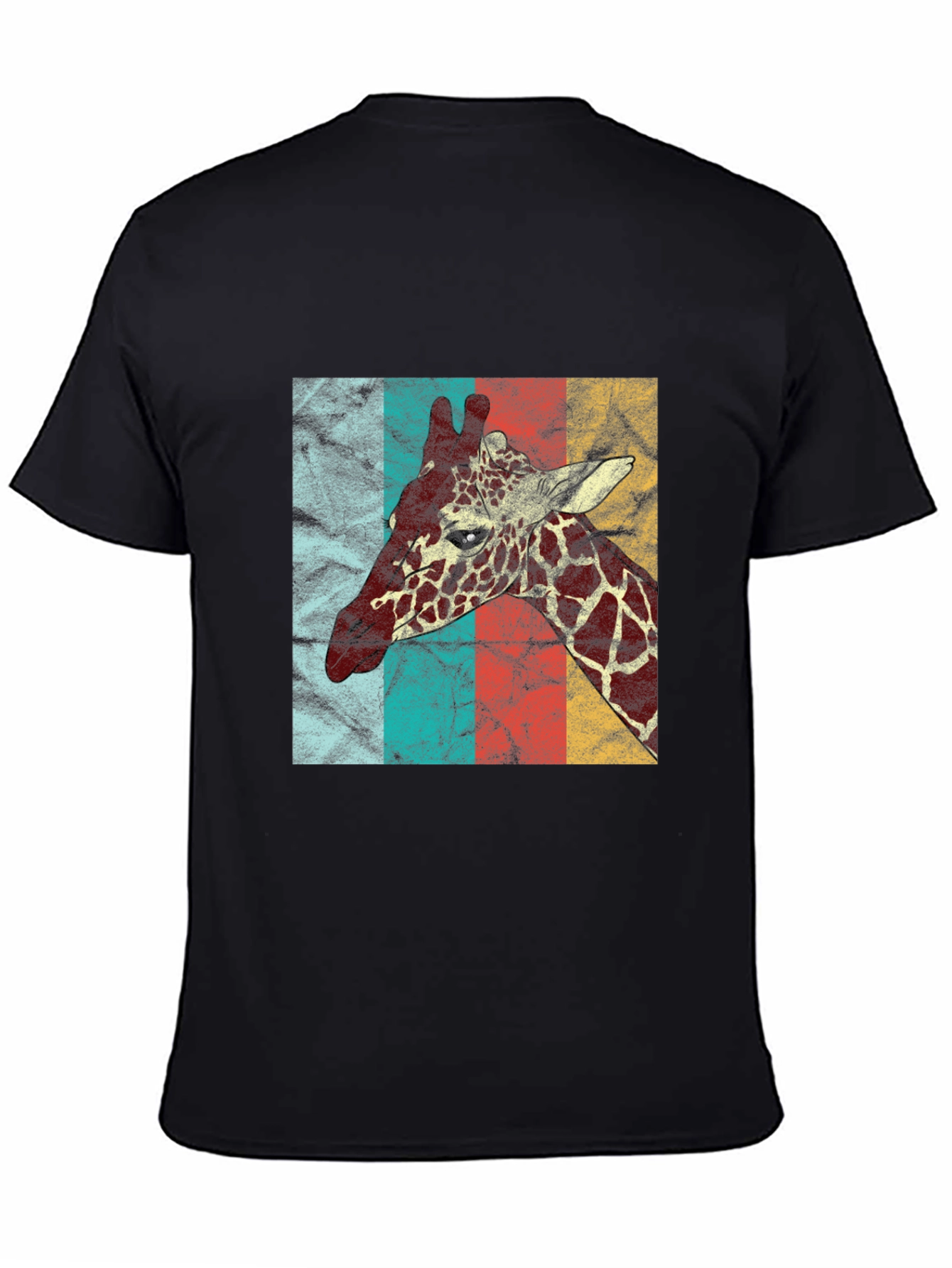 Black Retro Giraffe T-Shirt - Vintage Animal Graphic Tee view 4