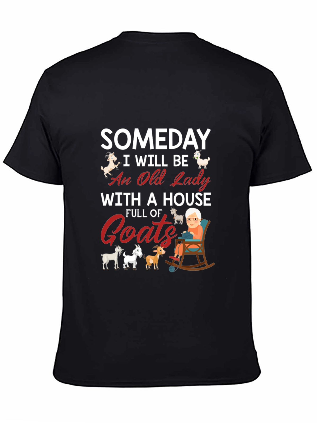 Black Someday Old Lady Goats T-Shirt view 4