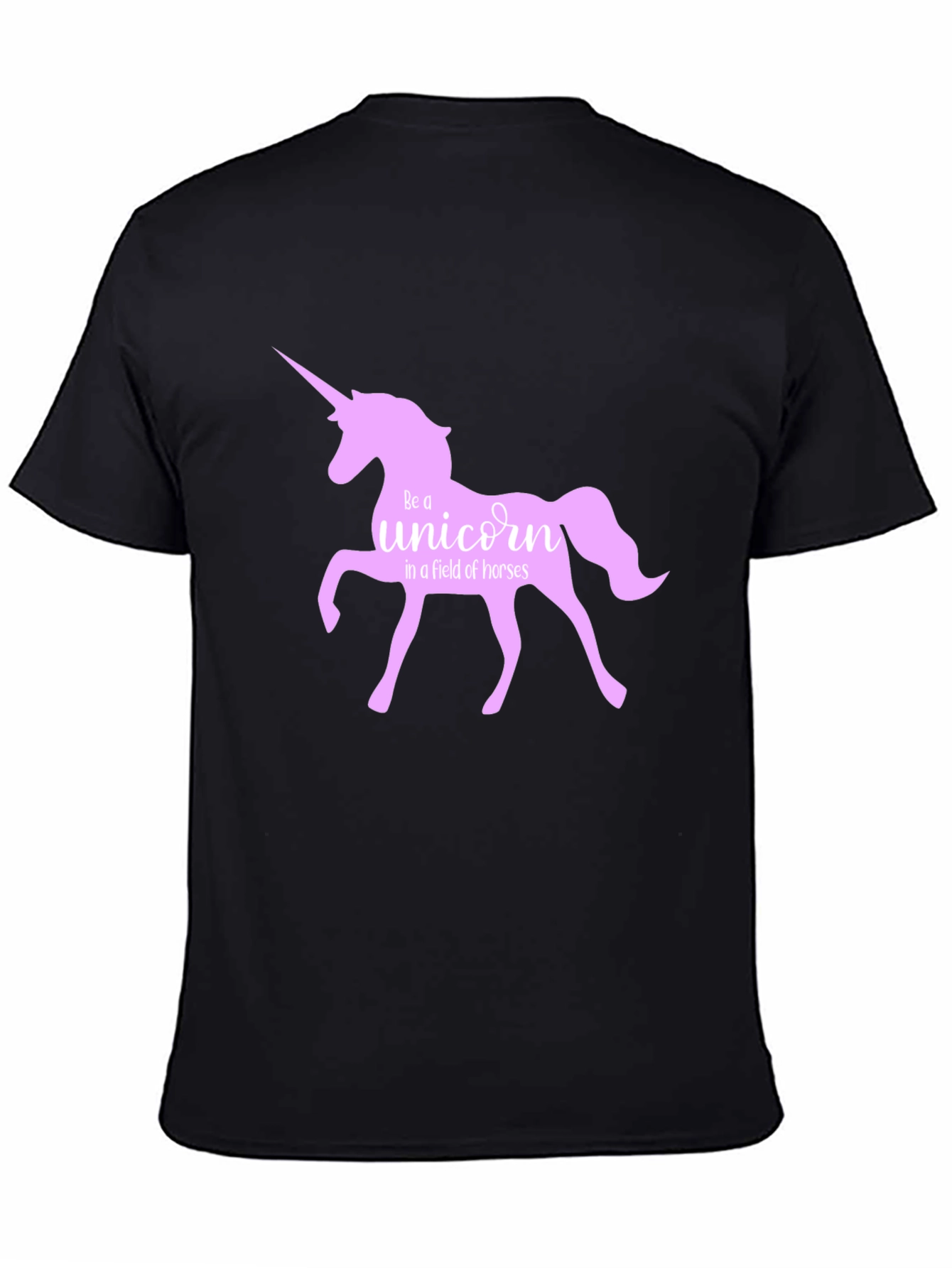 Black Be A Unicorn T-Shirt - Black Crew Neck view 4