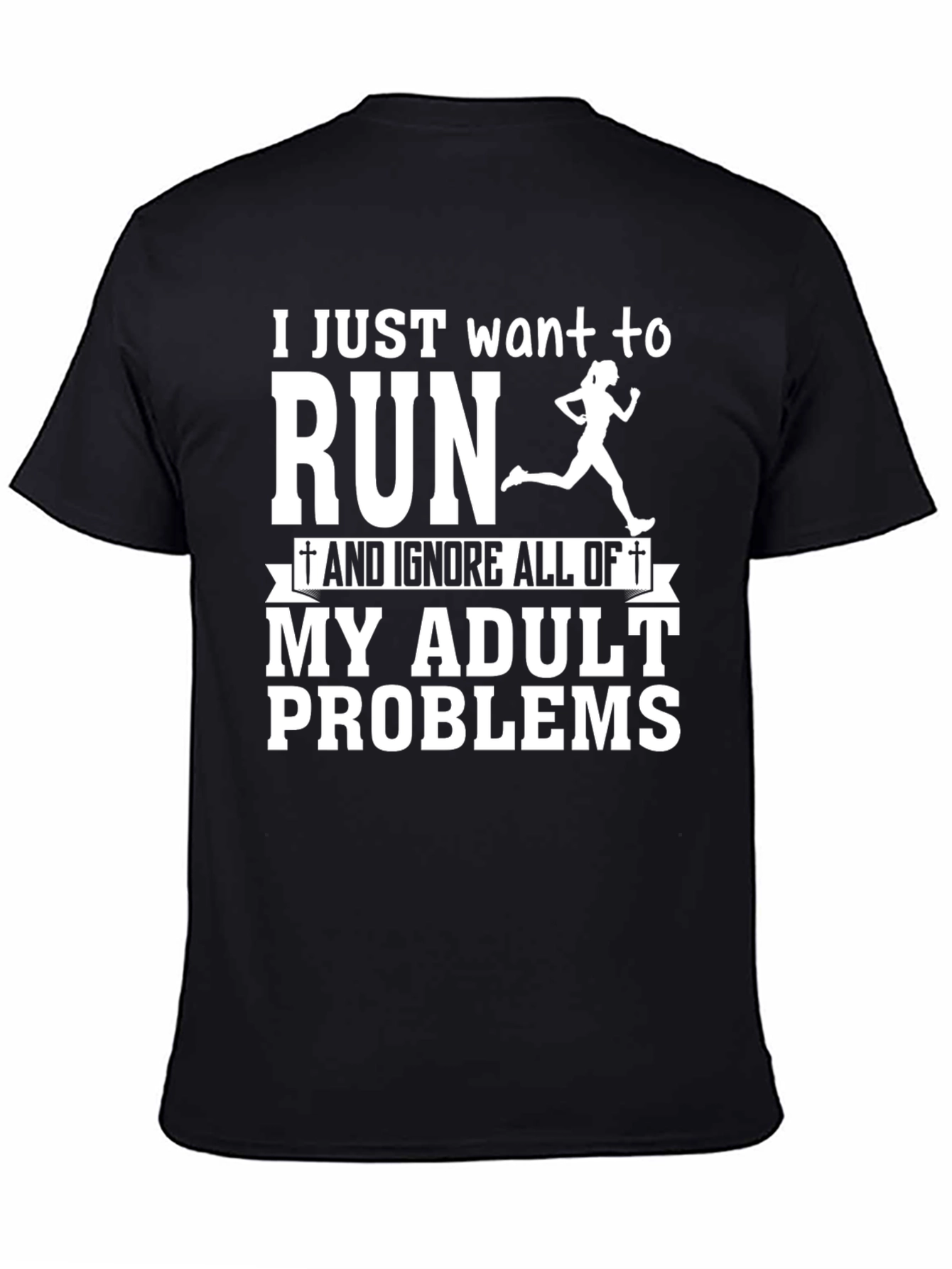 Black Run Adult Problems Graphic Tee - Black view 4