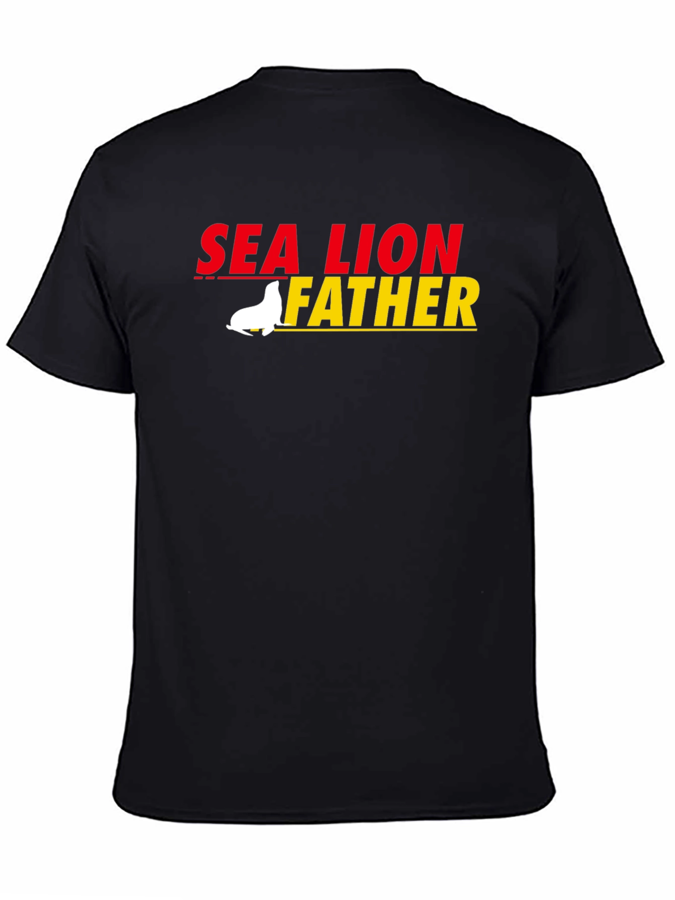 Black Sea Lion Father Graphic T-Shirt view 4