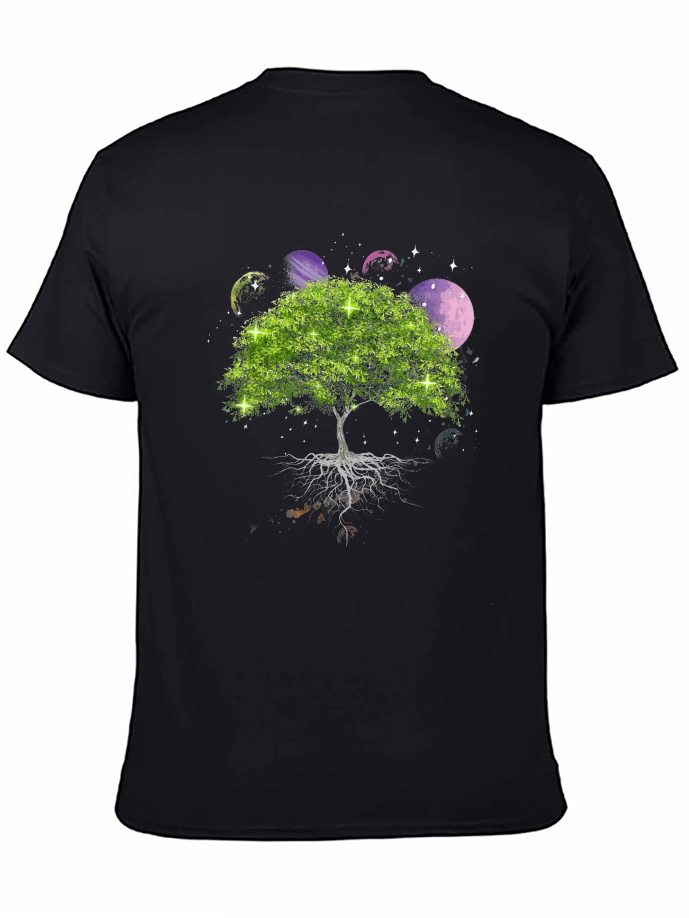 Black Tree of Life Planets Graphic Tee - Men's Black T-Shirt view 4
