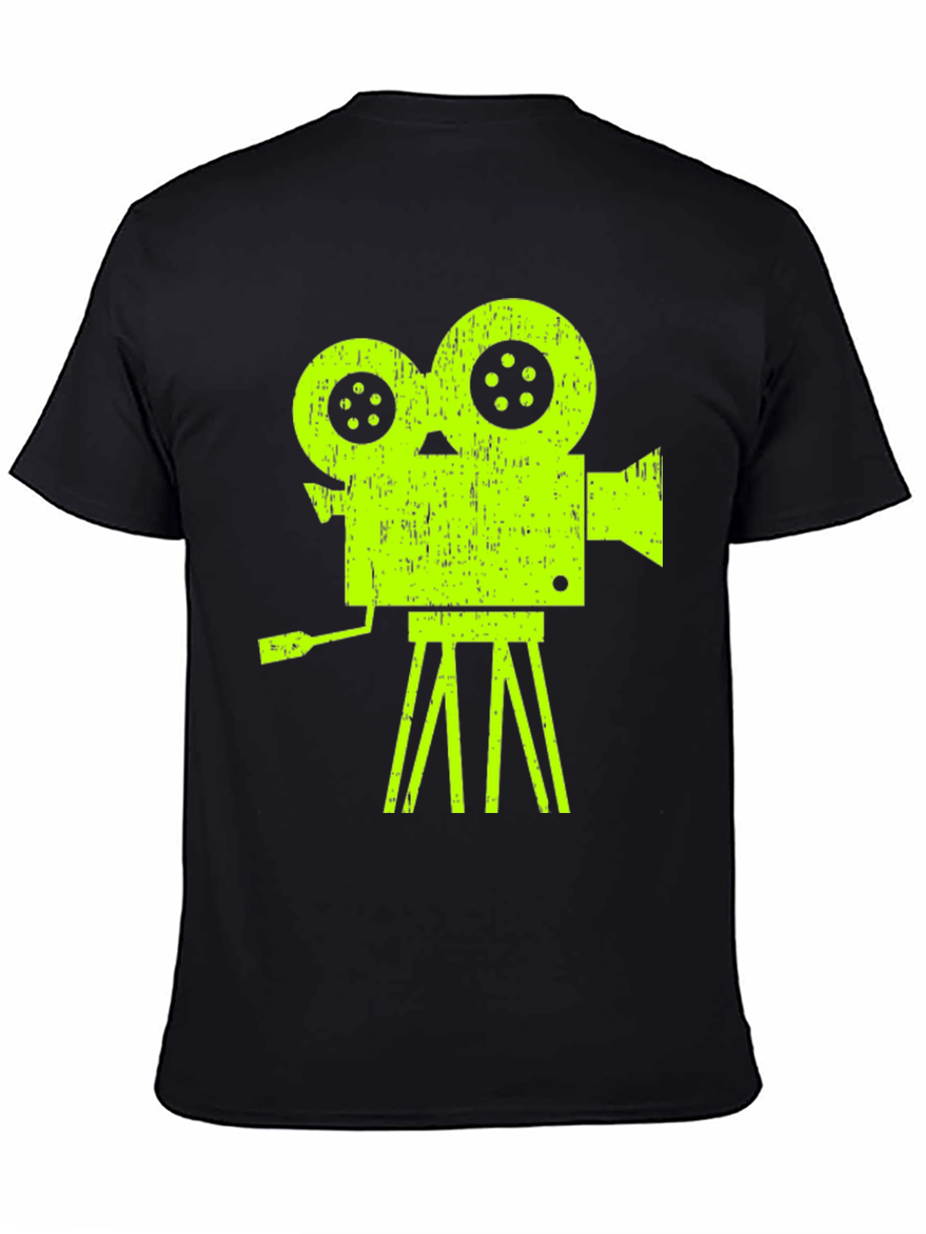 Black Retro Film Projector Graphic Tee - Classic Movie Lover Shirt view 4