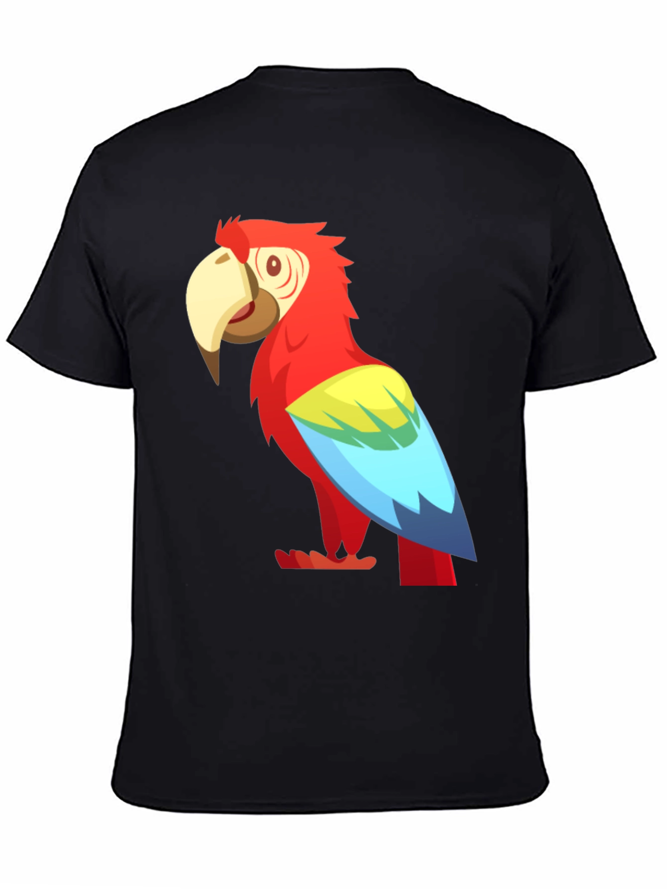 Black Cartoon Parrot Graphic Tee - Black view 4