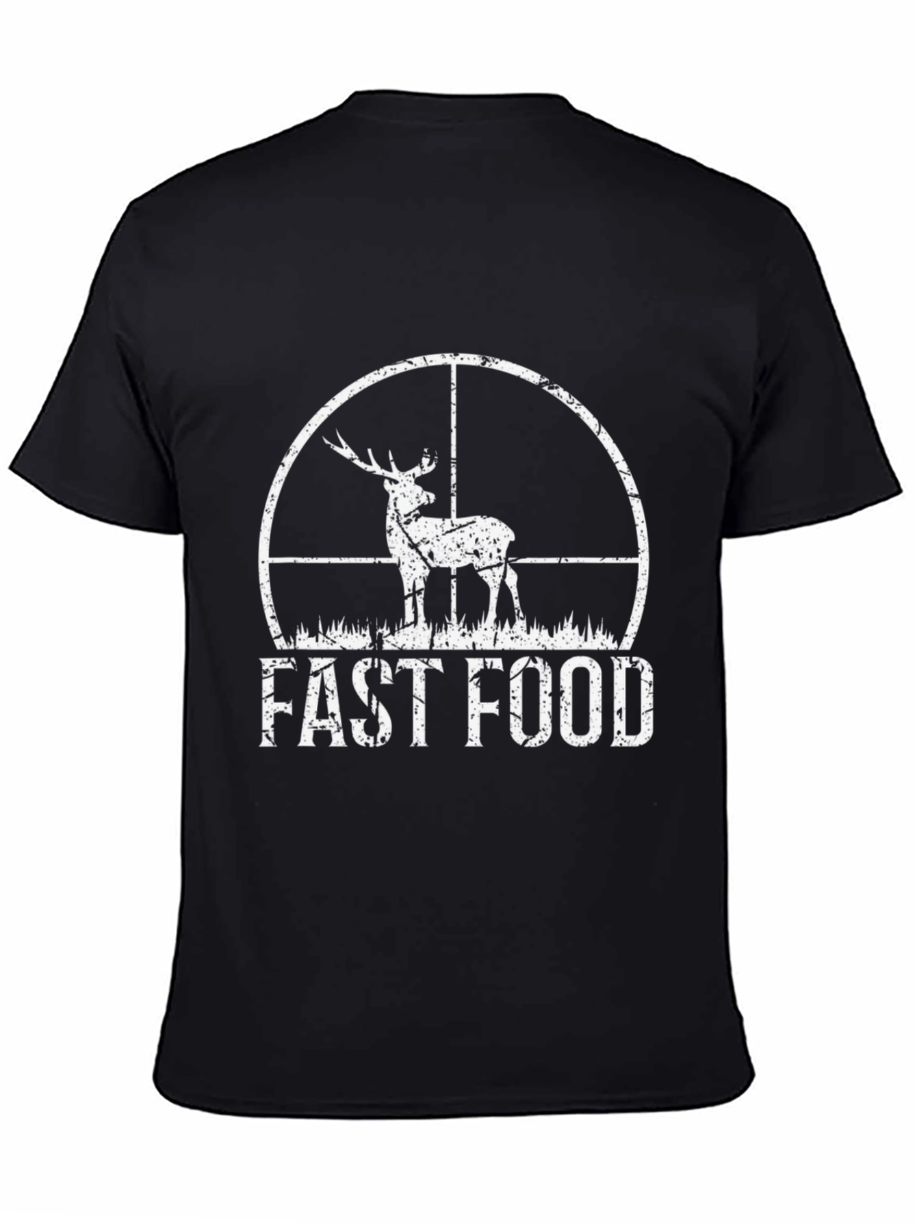 Black Fast Food Hunting Tee - Deer Hunter Novelty T-Shirt view 4