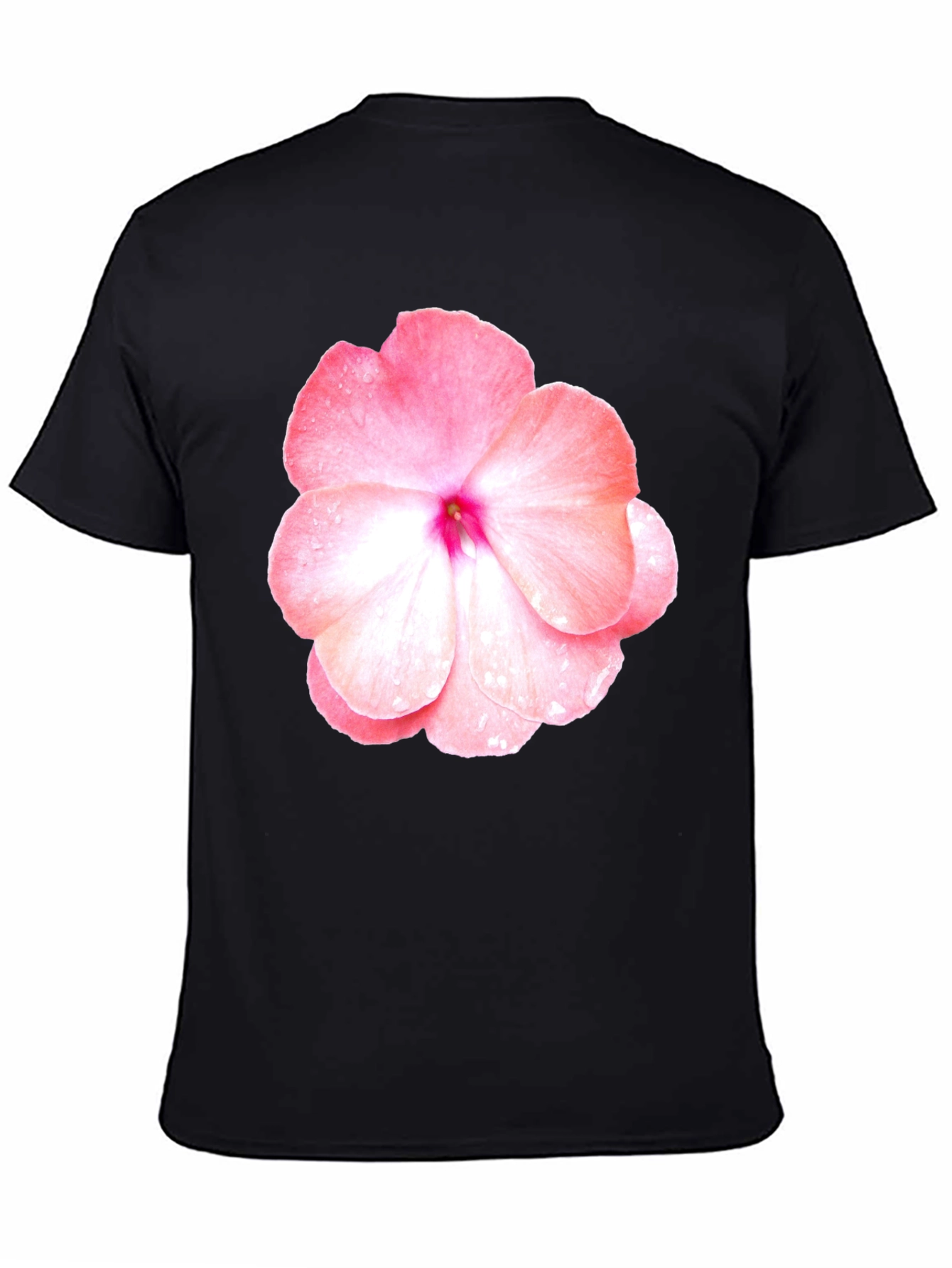 Black Floral Print Crew Neck T-Shirt view 4