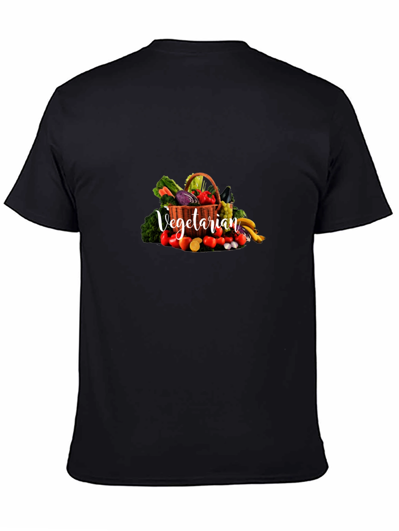 Black Vegetarian Graphic Print Crew Neck T-Shirt view 4