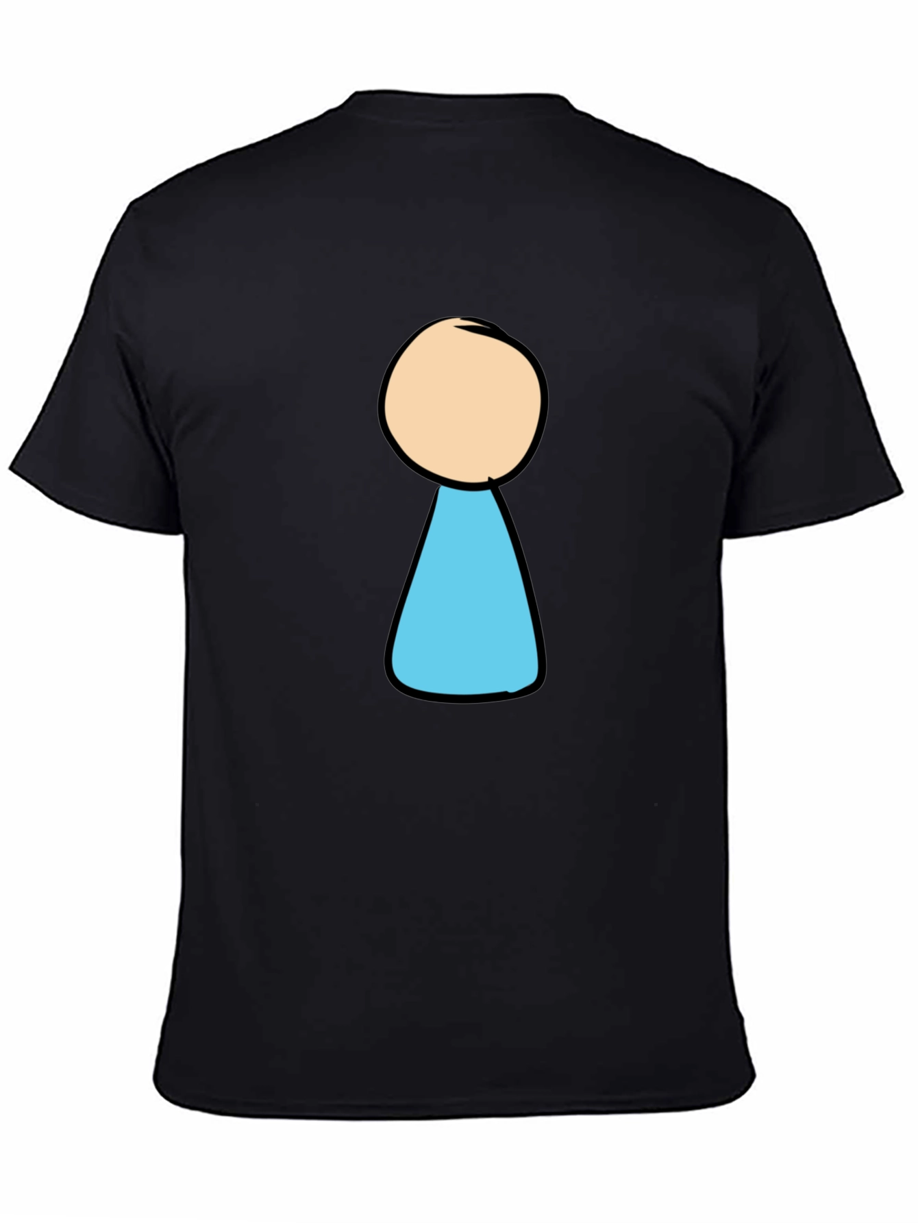 Black Black T-Shirt with Cartoon Keyhole Design view 4