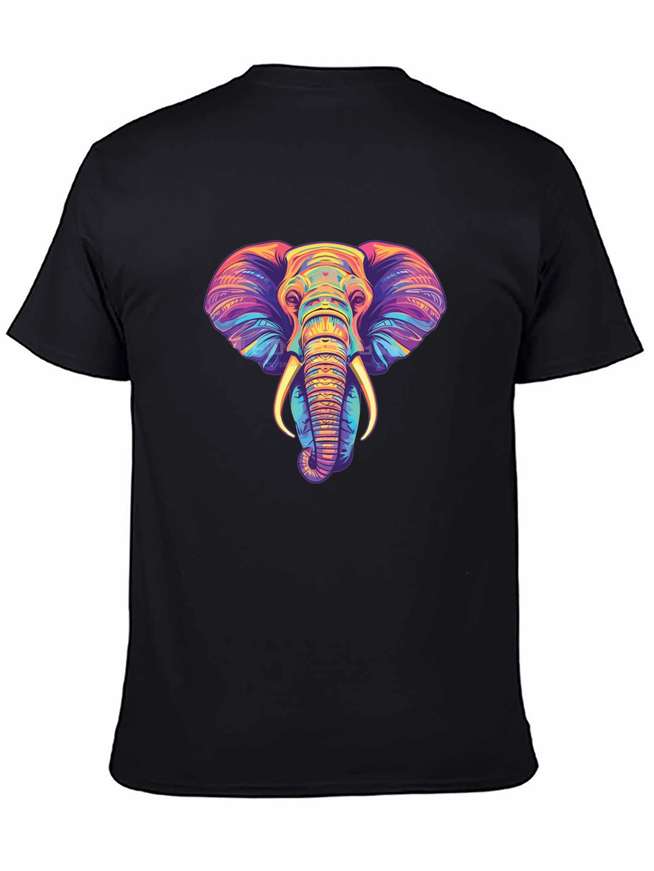 Black Vibrant Elephant Graphic Tee - Unisex Black T-Shirt view 4
