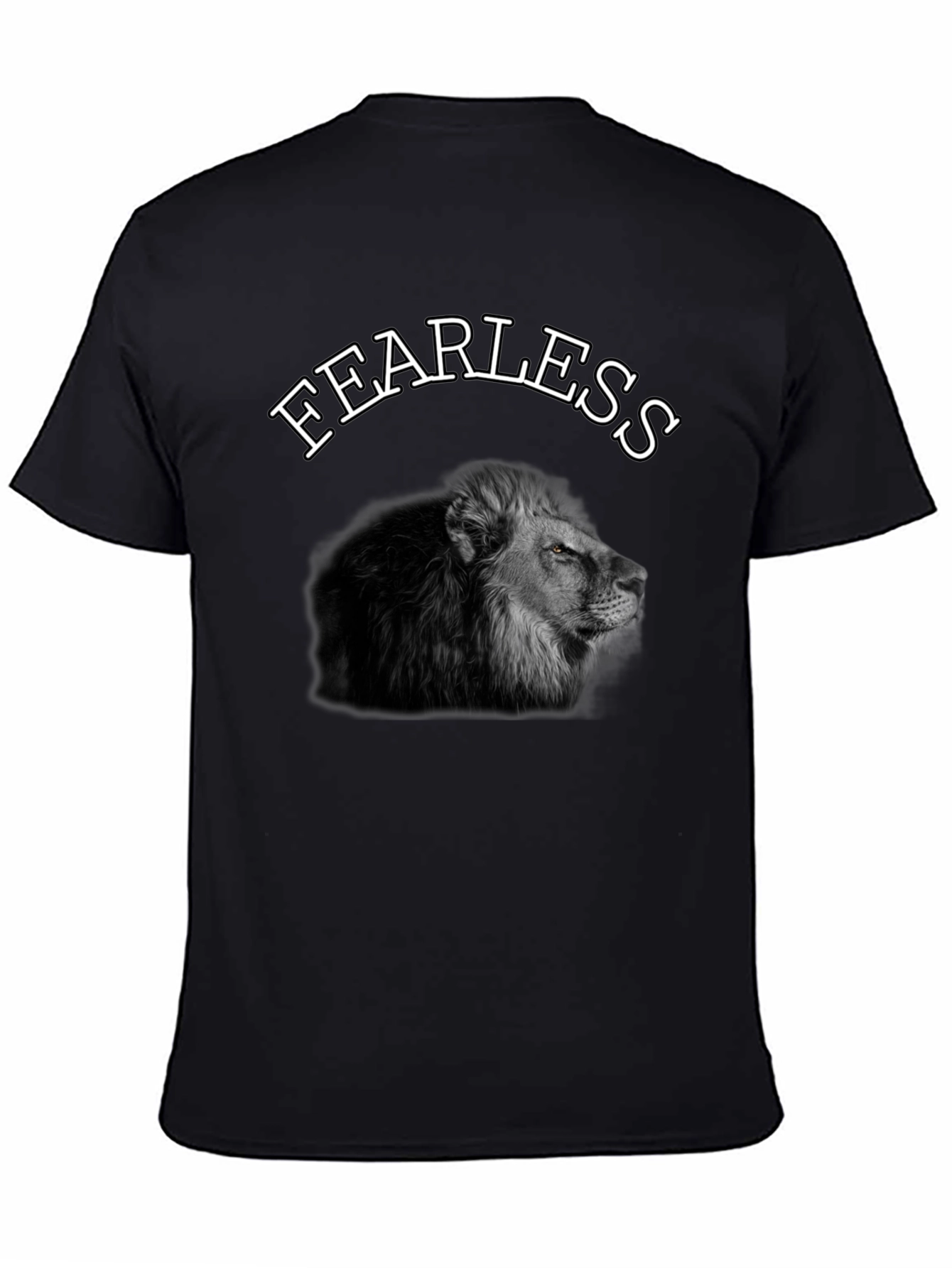 Black Fearless Lion Graphic Tee - Black Cotton T-Shirt view 4