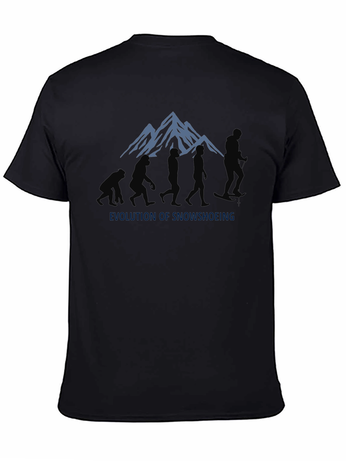 Black Evolution of Snowshoeing Black Graphic Tee view 4