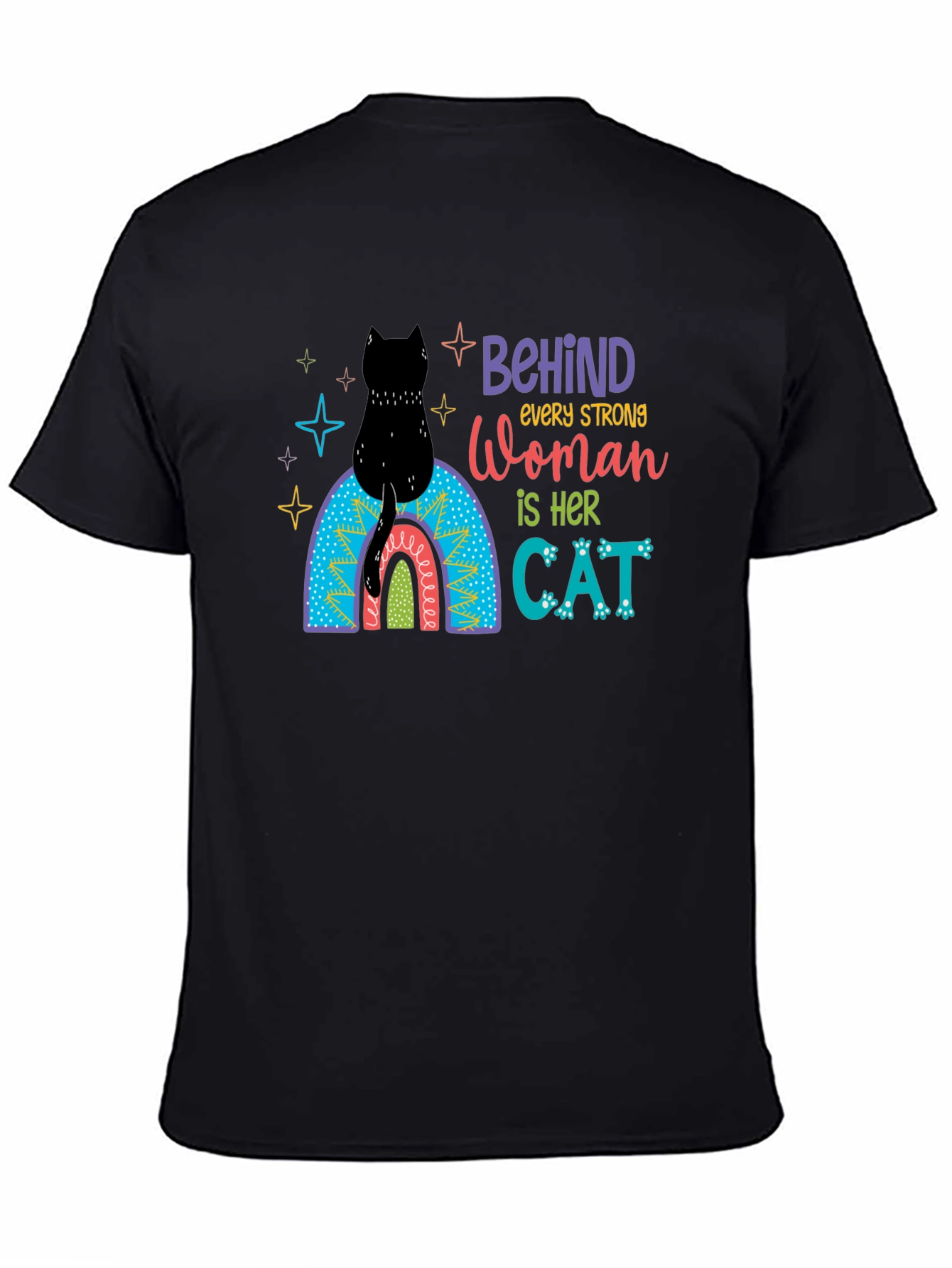 Black Behind Every Strong Woman Cat T-Shirt view 4
