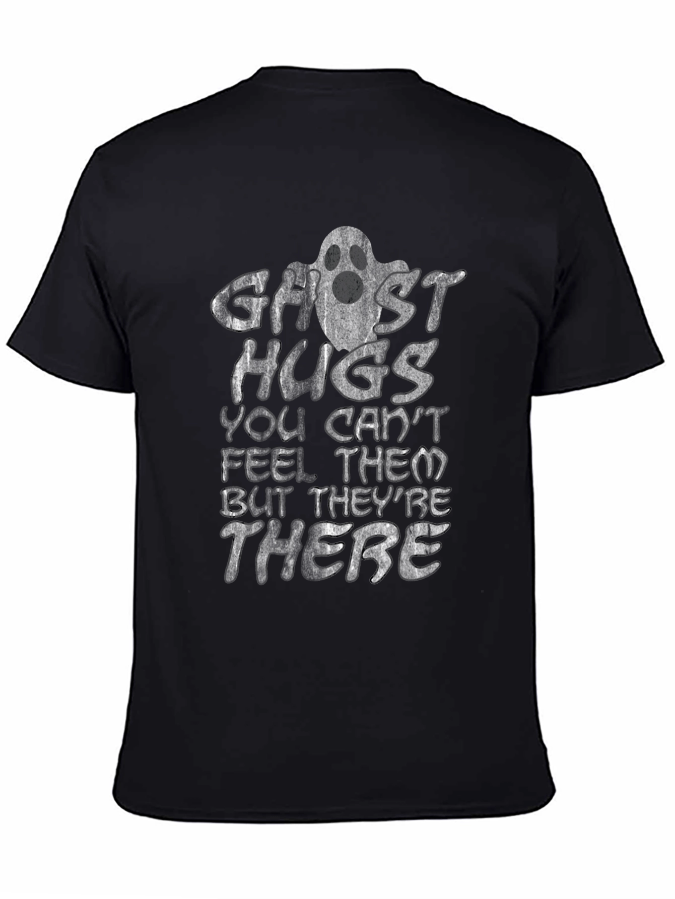 Black Ghost Hugs Graphic Tee - Halloween Fun! view 4