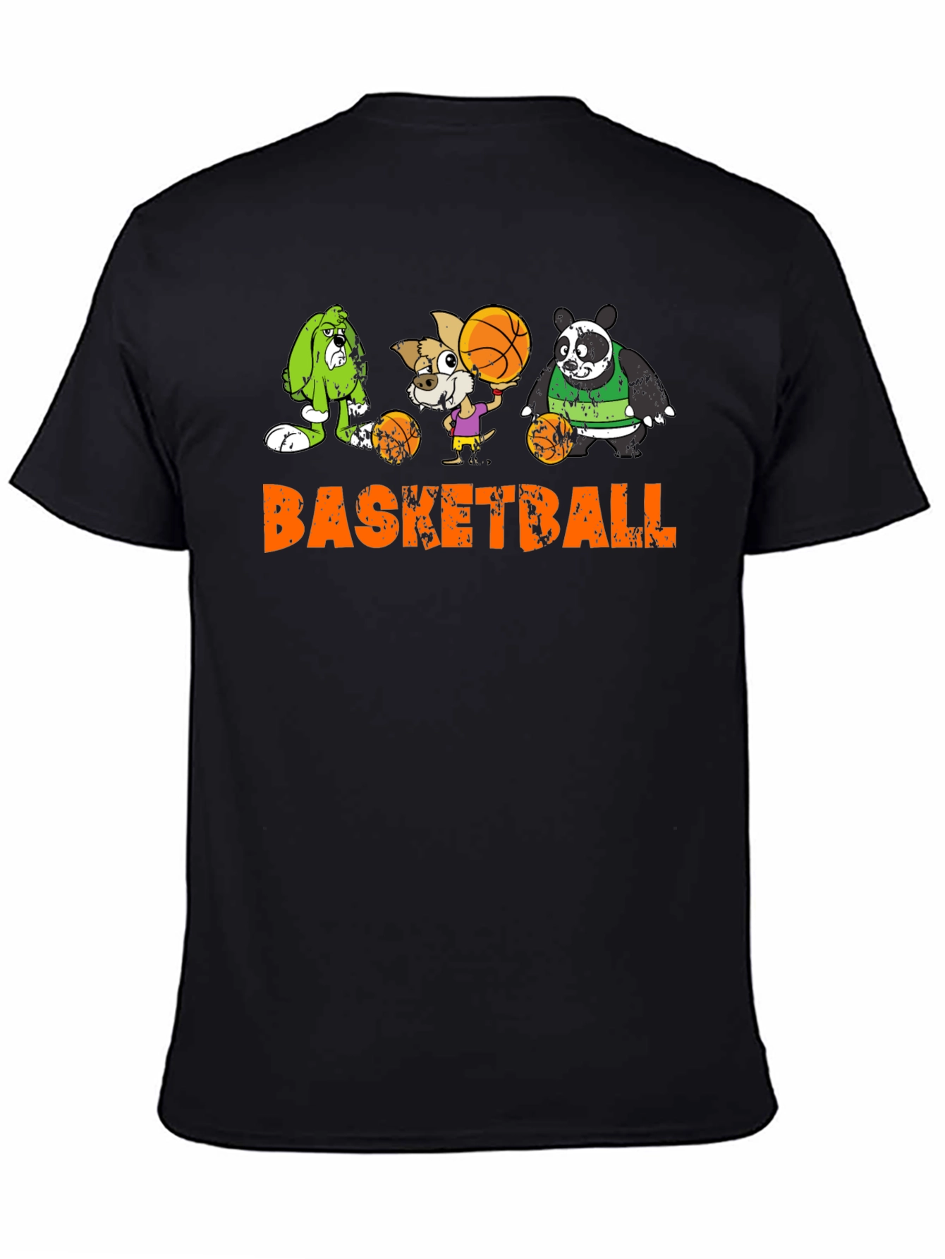 Black Basketball Animals Graphic T-Shirt view 4