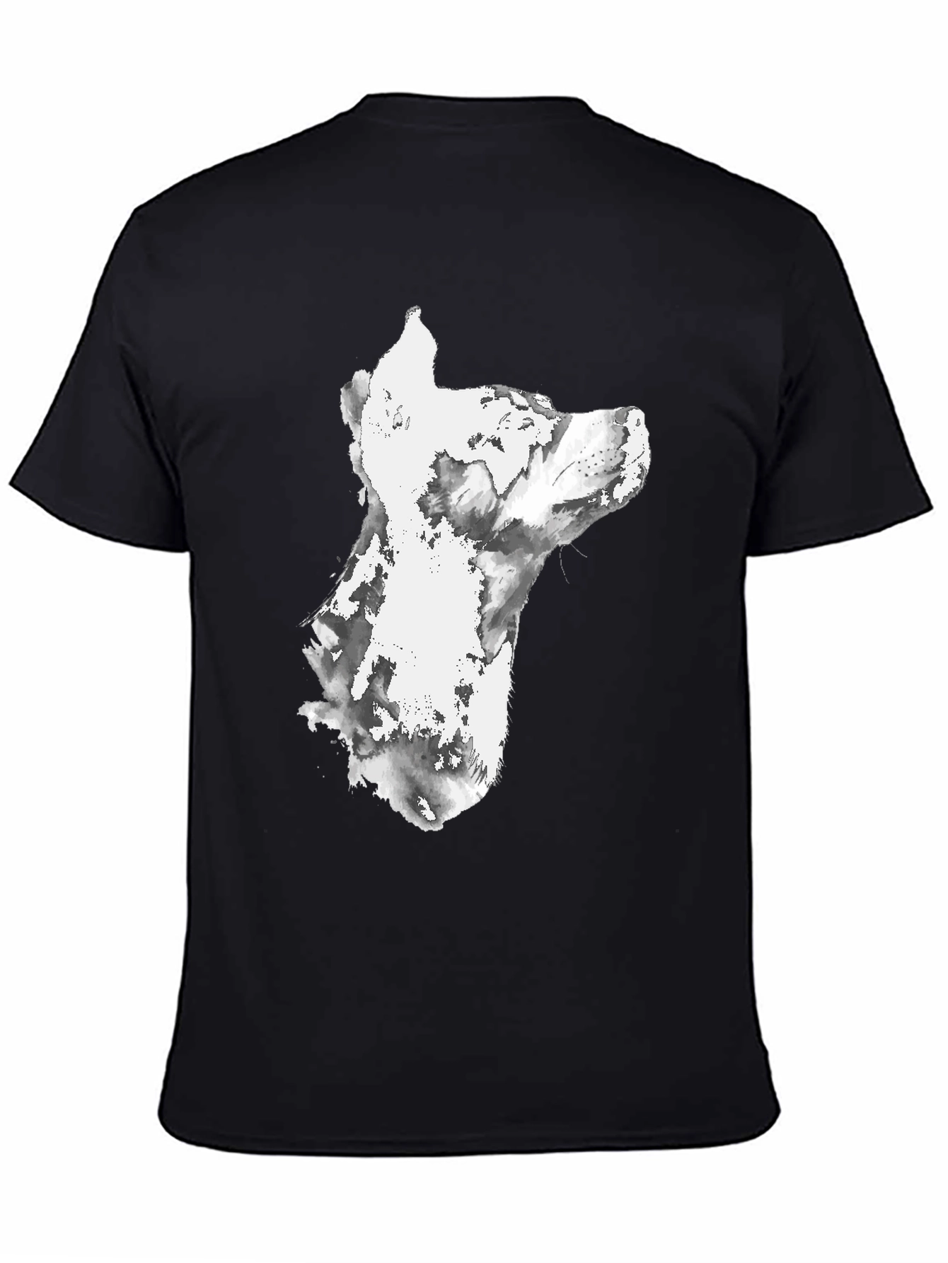 Black Dog Watercolor Graphic Print Black T-Shirt view 4