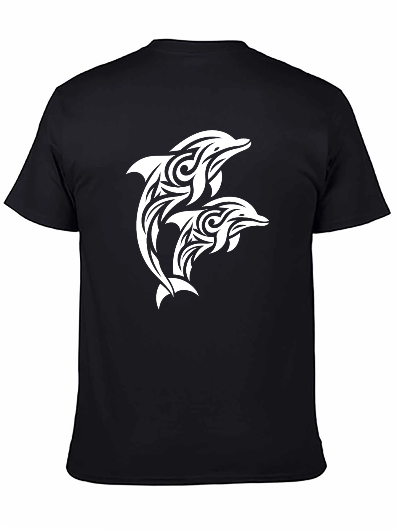 Black Tribal Dolphin Graphic Tee - Black Cotton Blend view 4