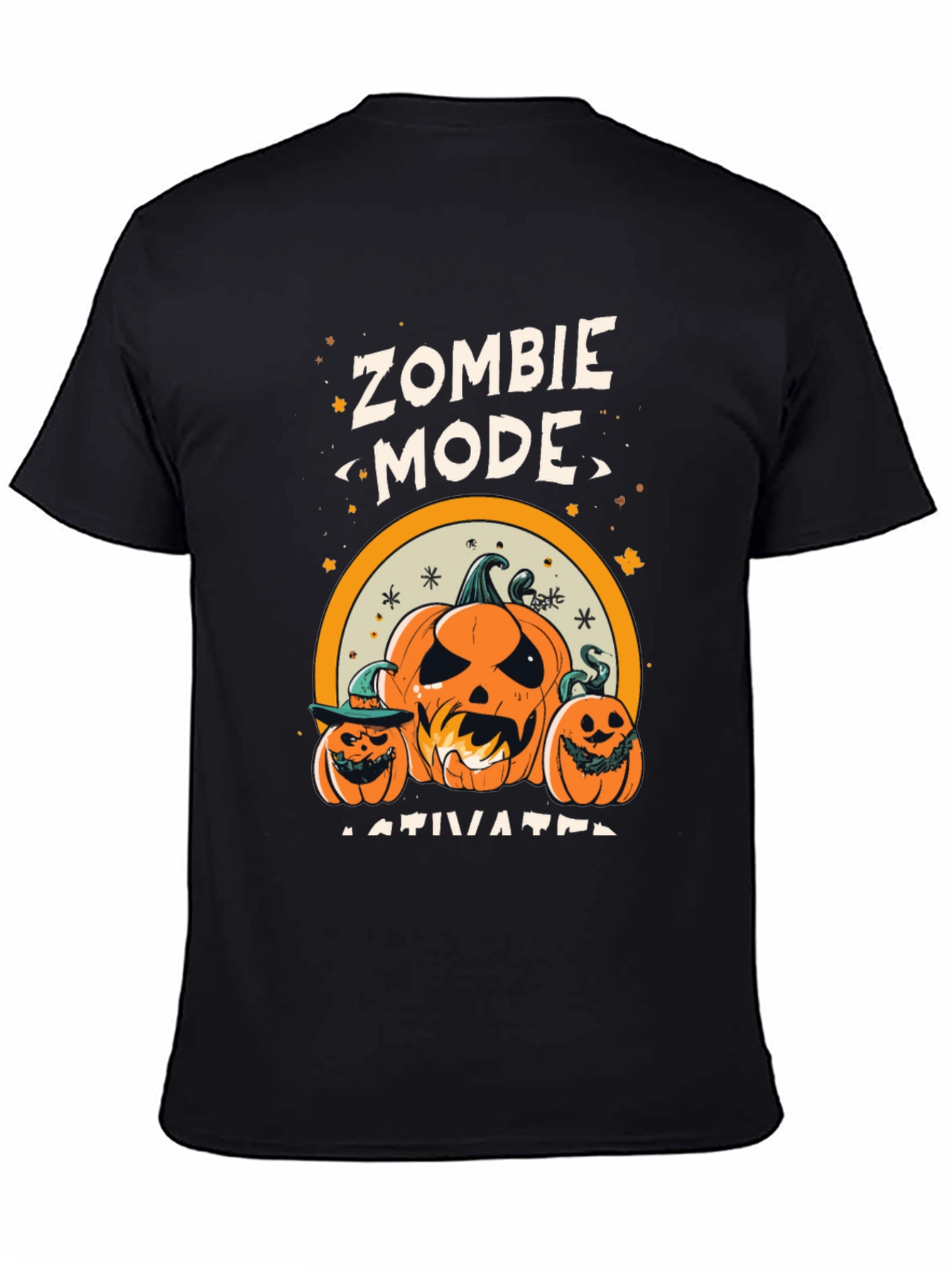 Black Zombie Mode Activated Halloween T-Shirt view 4